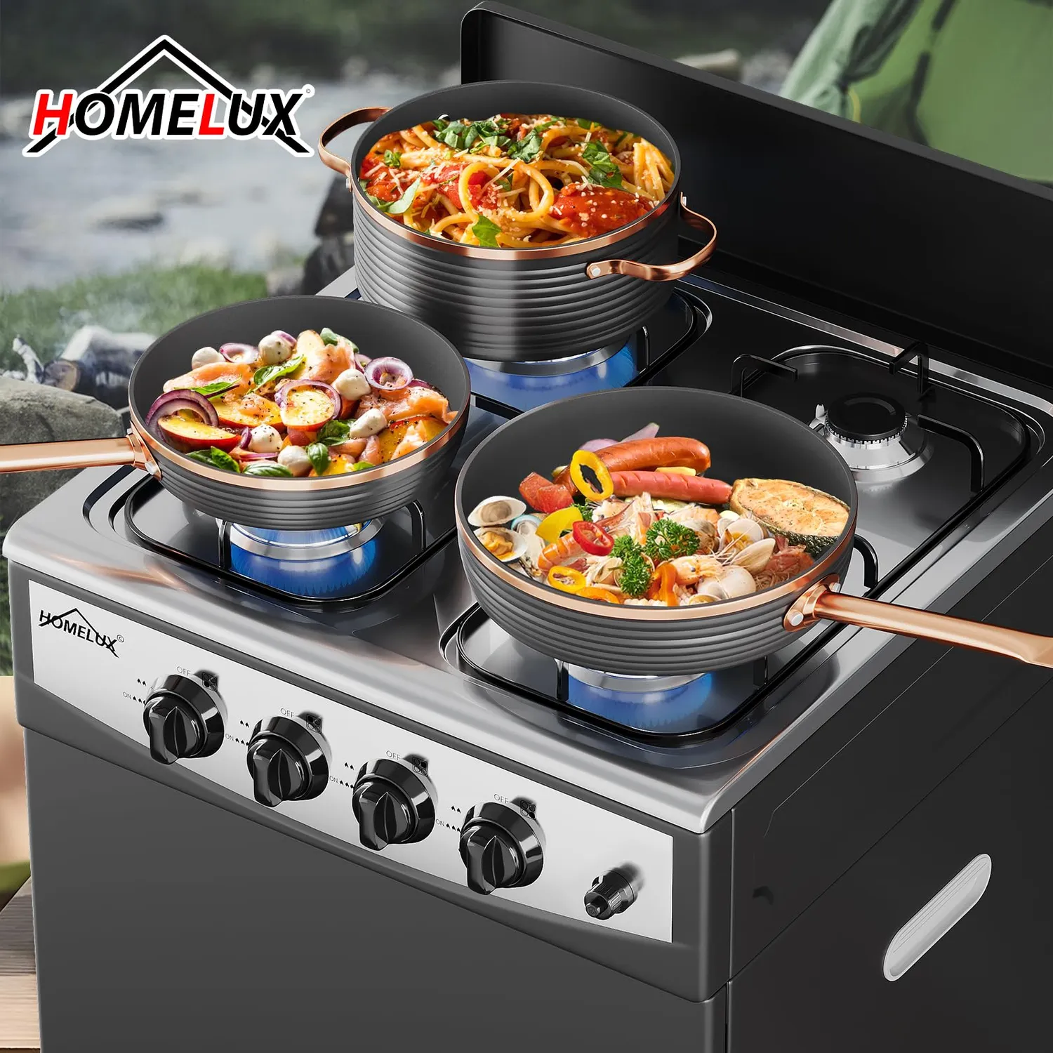 HOMELUX Campingkocher 4-flammig 6,2 kW mit Box