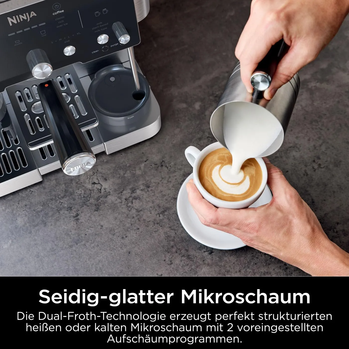 Ninja Luxe Essential Kaffeemaschine Silber 2-in-1 Mahlwerk