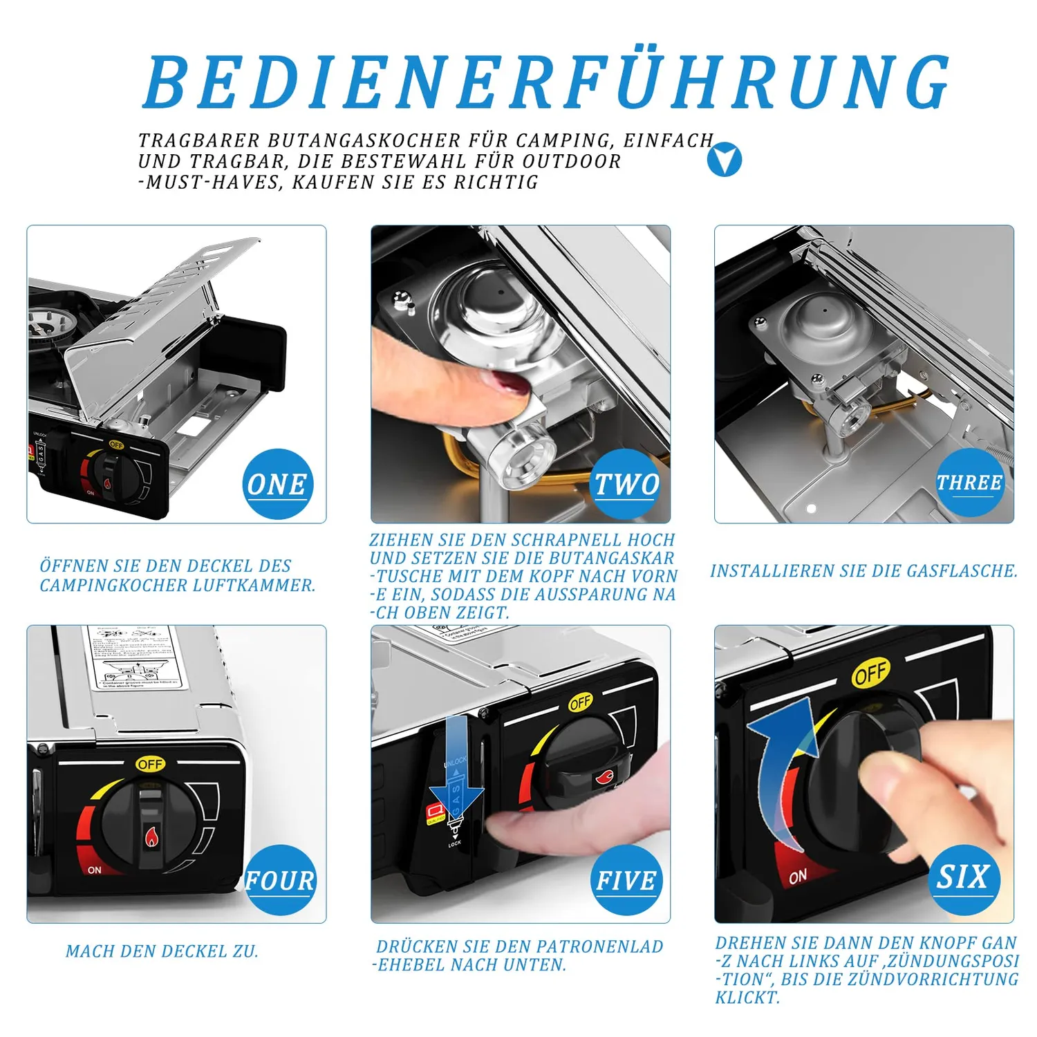 HOMELUX Gaskocher 2,5kW Campingkocher Koffer Piezo