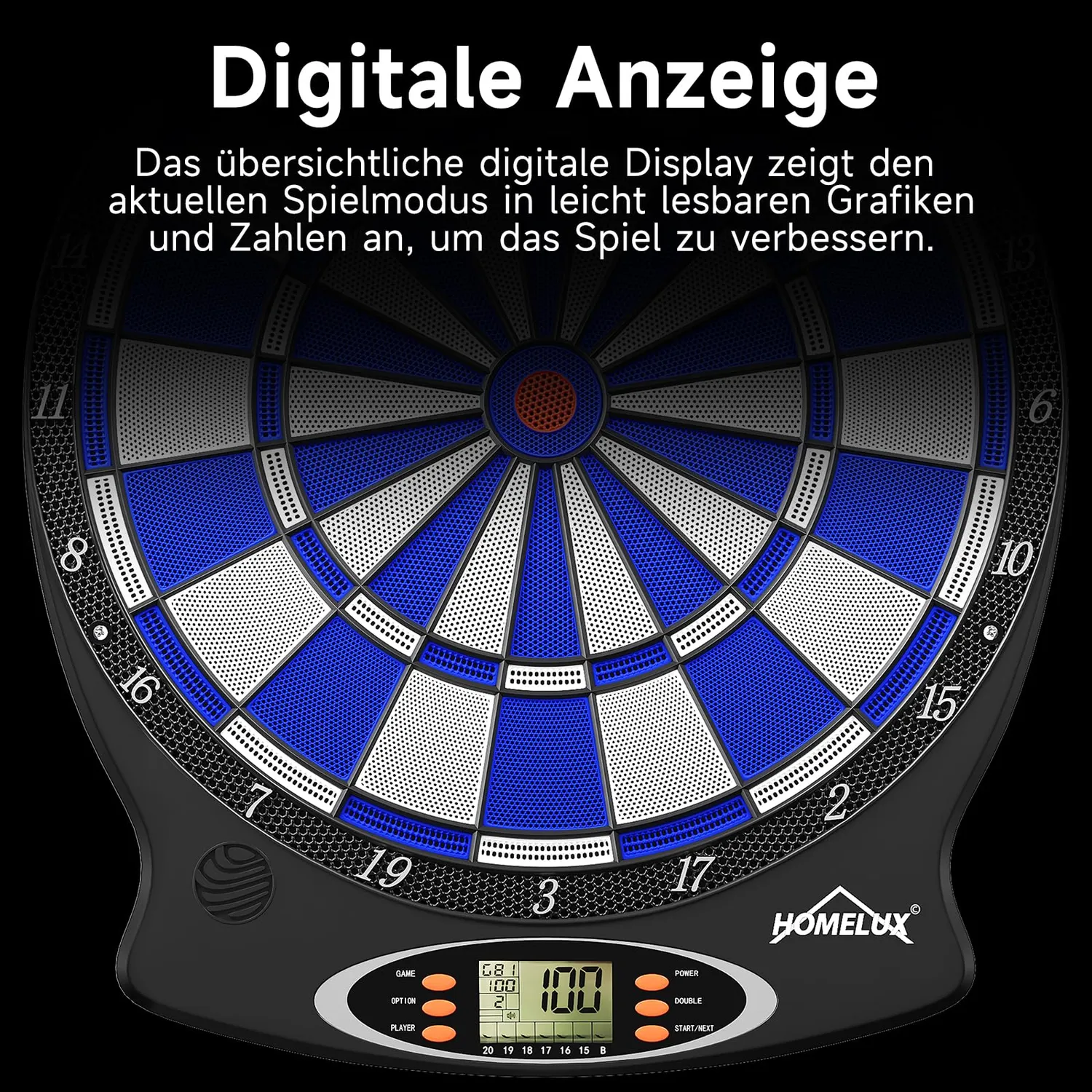 HOMELUX Elektronische Dartscheibe 6 Darts 18 Spiele