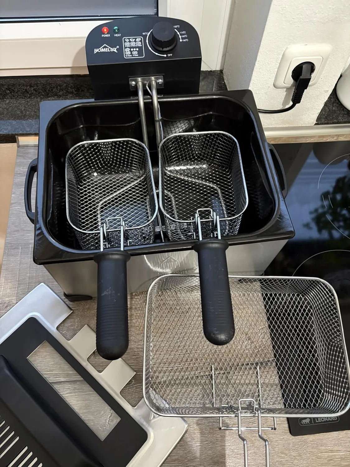 HOMELUX Friteuse 5 Liter 2000W Edelstahl 3 Körbe