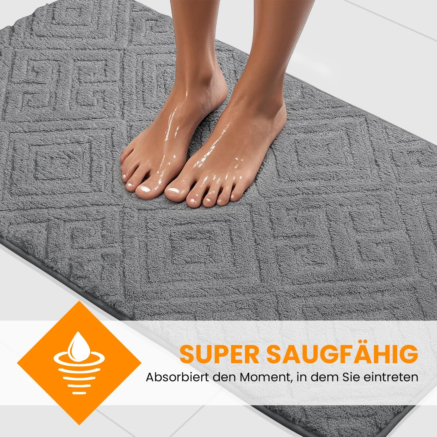 HOMELUX 2BF Badematten Set 2tlg grau rutschfest