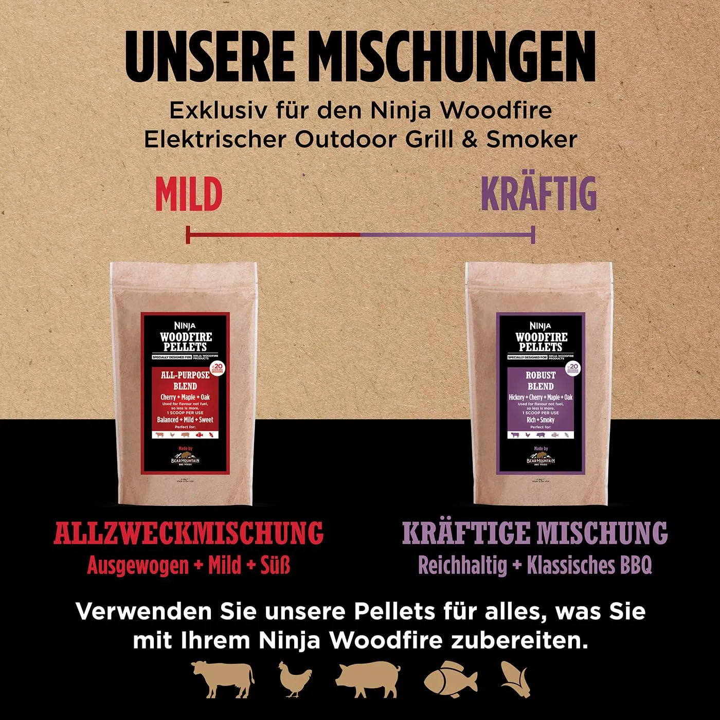 Ninja Woodfire Pellets Allzweckmischung 900 g mild