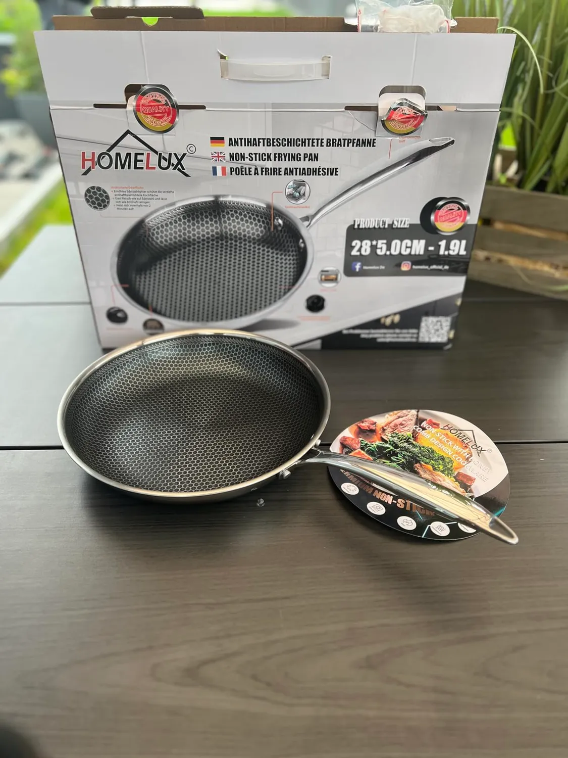 HOMELUX Bratpfanne 24cm Edelstahl Waben Antihaft