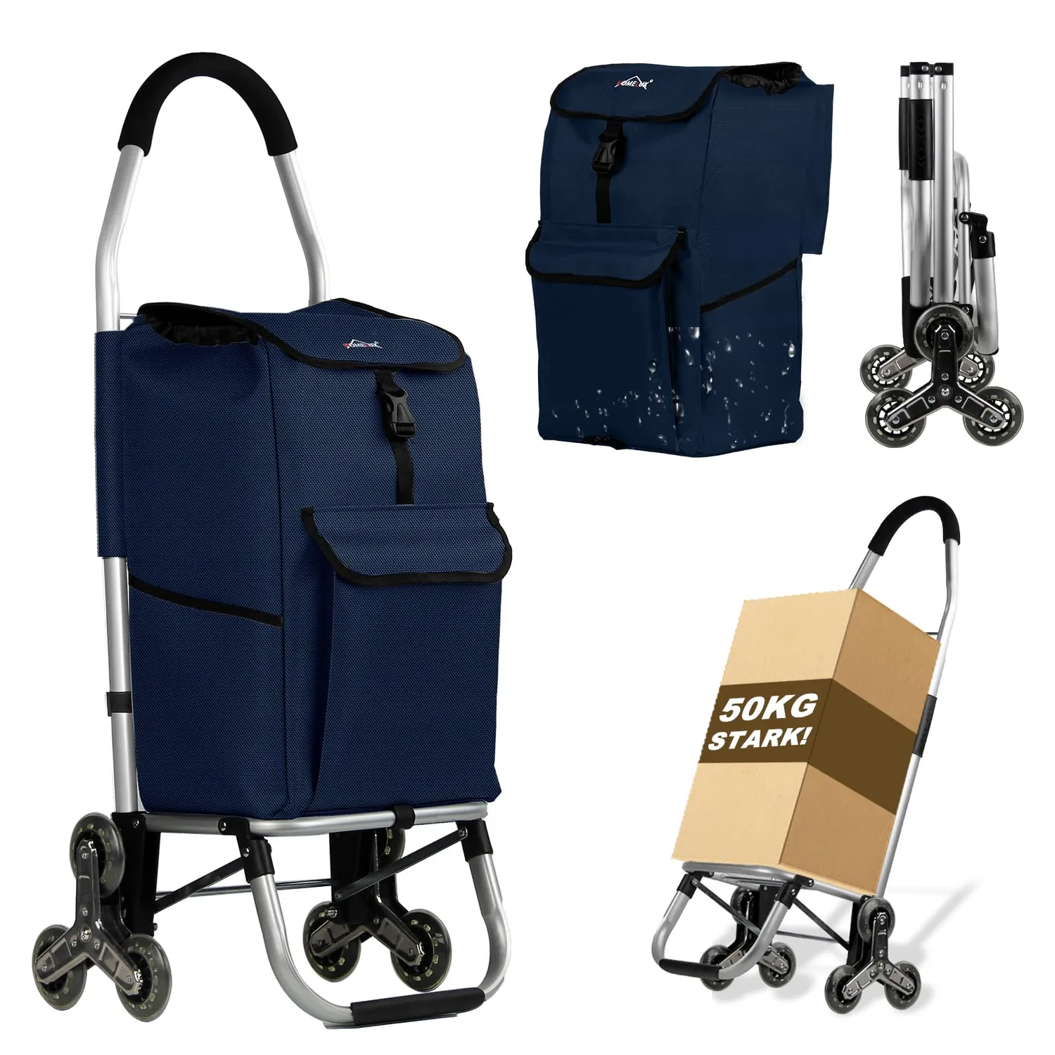 HOMELUX Einkaufstrolley 41L Trolley dunkelgrau treppengängig