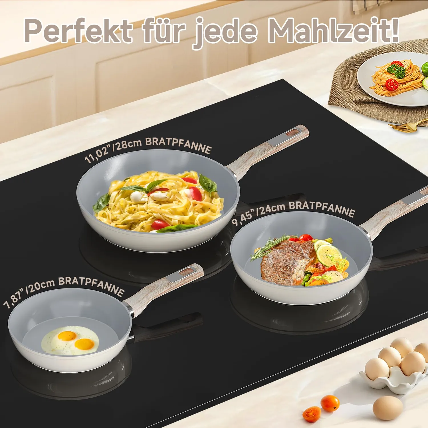 HOMELUX Keramik Pfannenset 20/24/28 cm Induktion