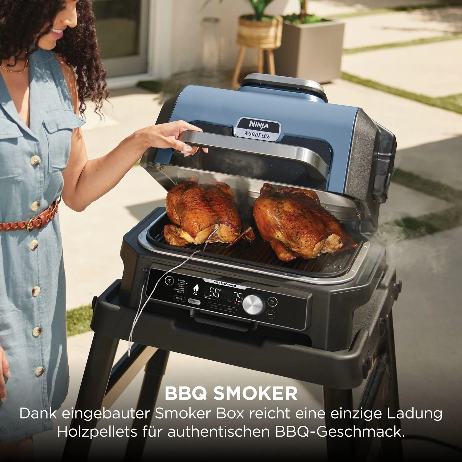 Ninja Woodfire Pro Connect XL BBQ Smoker-Grill Blau Schwarz