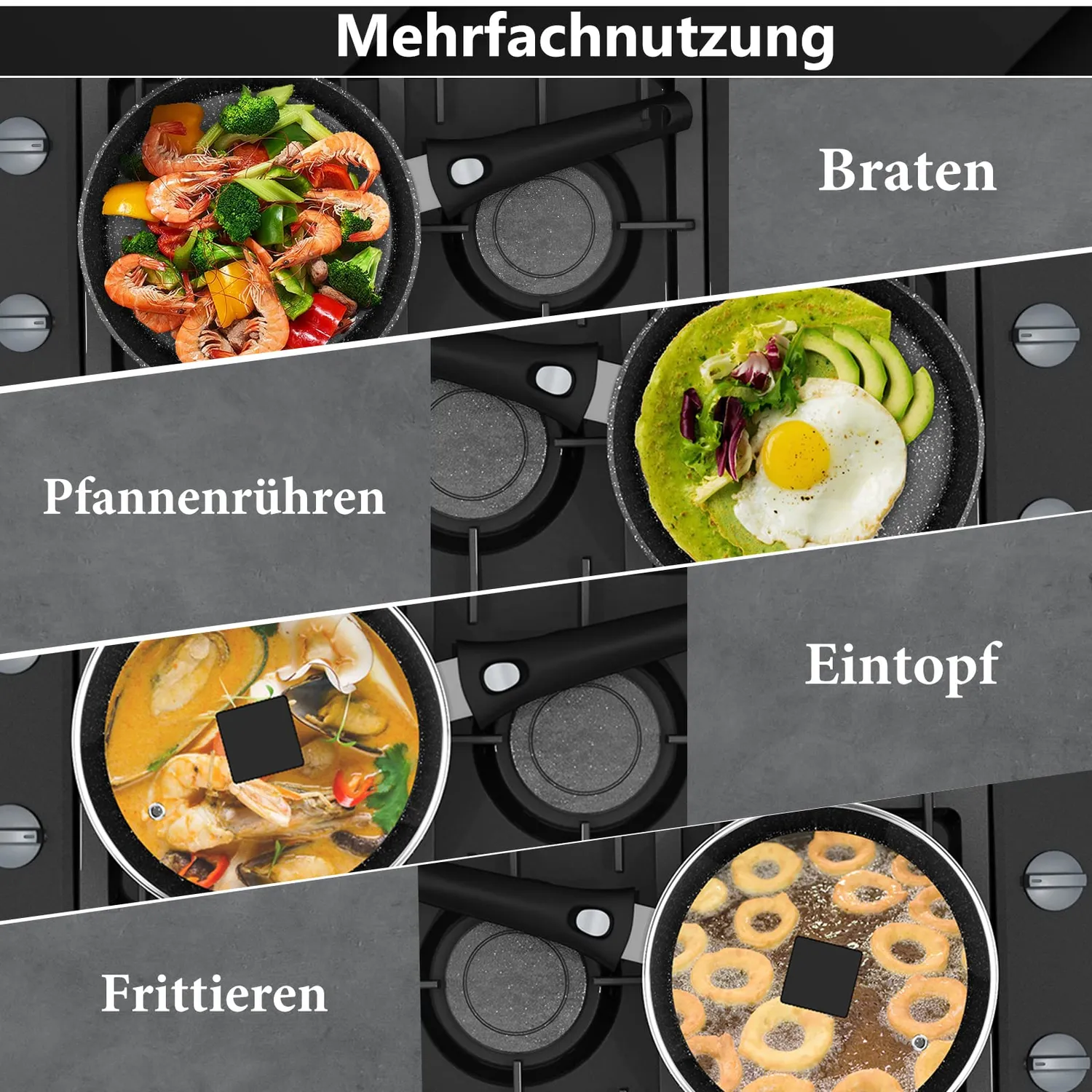 Homelux Bratpfanne 28 cm 4,5 L Antihaft Deckel Induktion