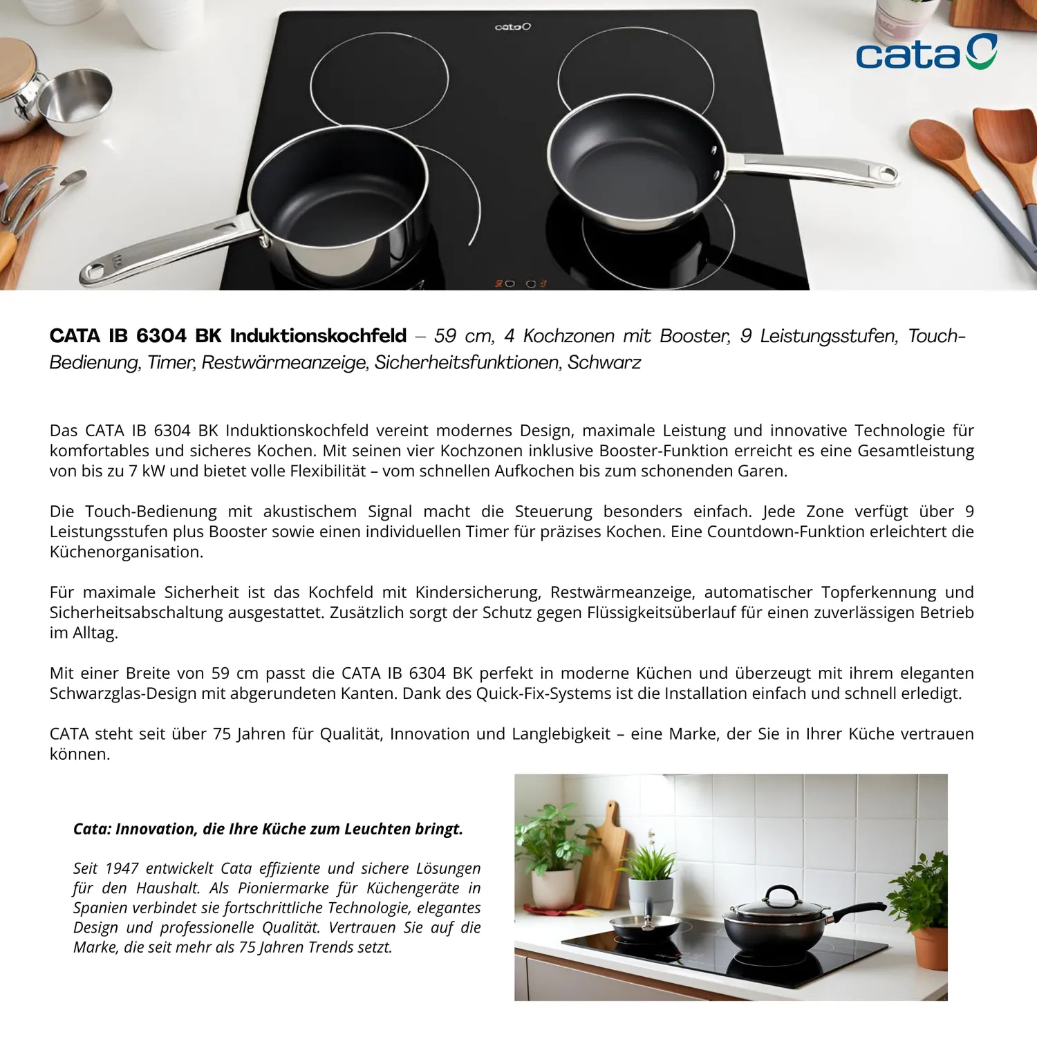 CATA IB IB 6304 BK Induktionskochfeld 60 cm schwarz