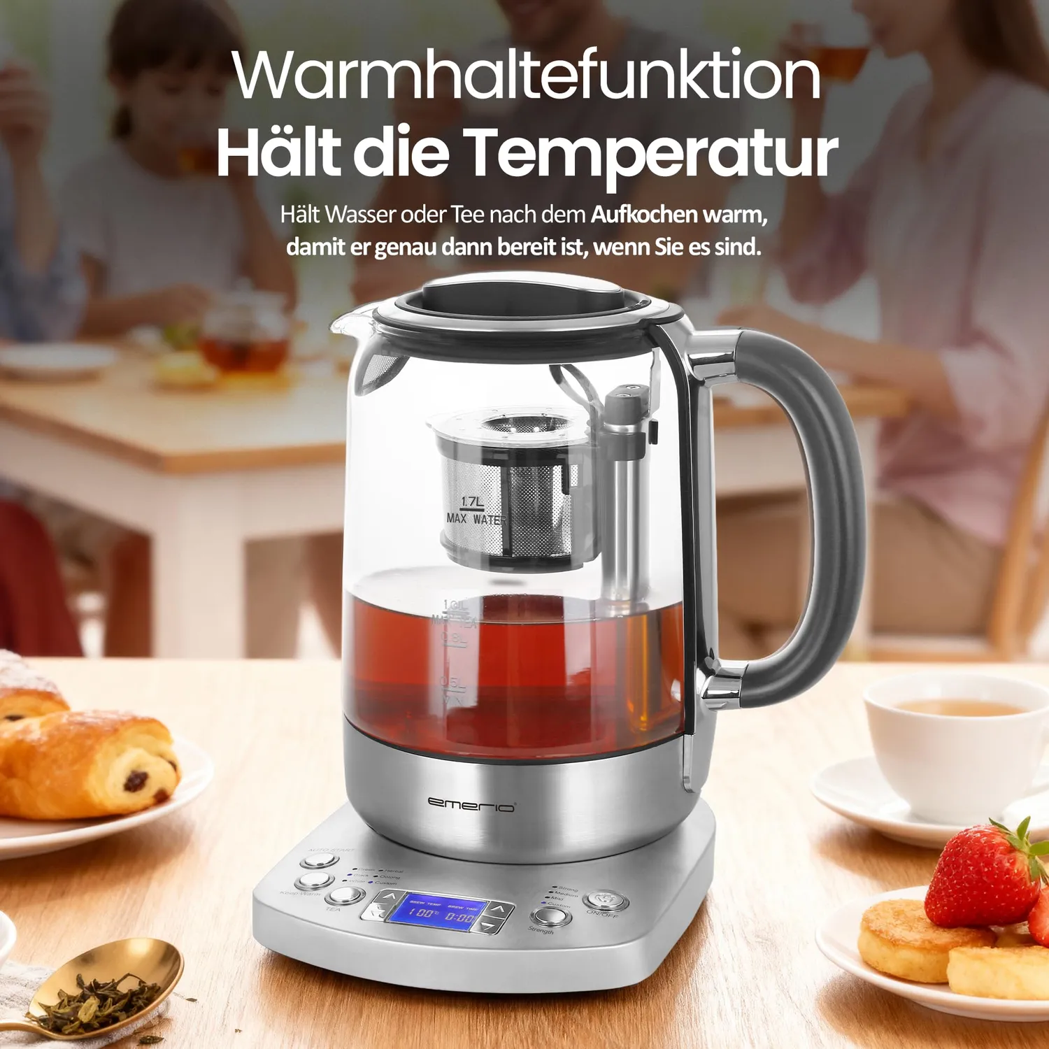 Emerio WK-122248 Teekocher Glas 1,7L Automatik