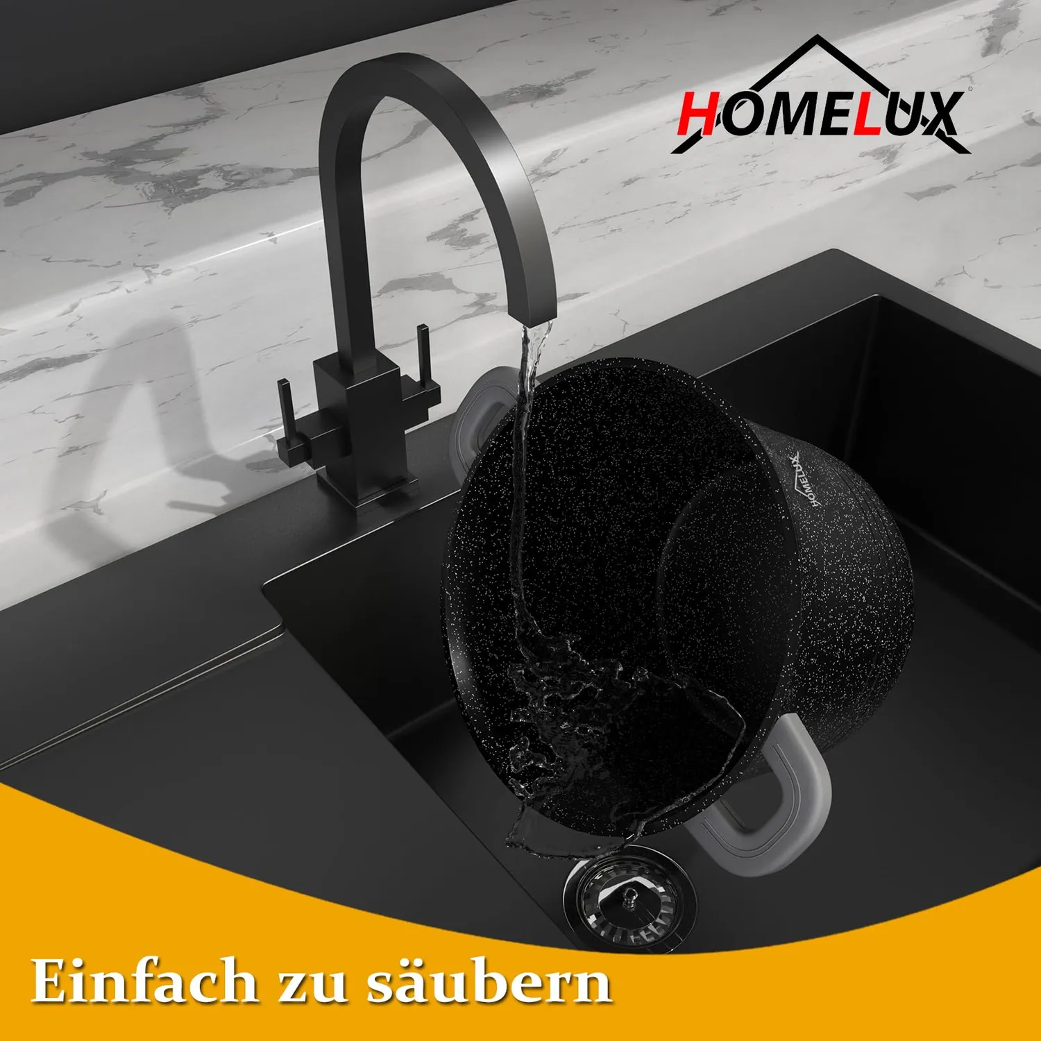 HOMELUX Topf 28 cm 9,5 L Kochtopf Glasdeckel antihaft