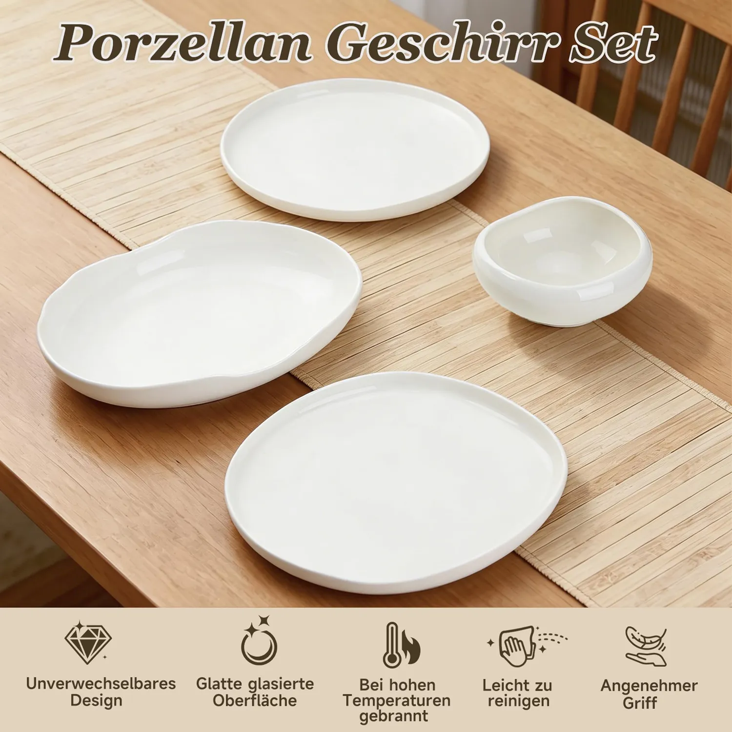 HOMELUX Geschirrset 24-teilig 6 Personen Weiß