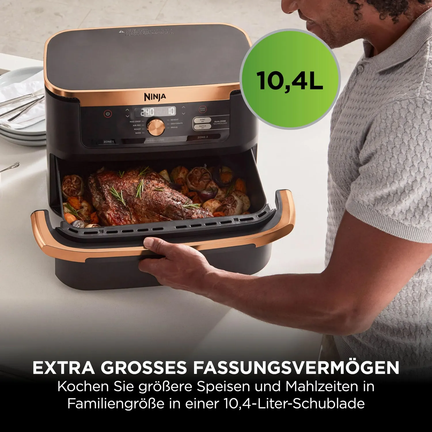 Ninja Foodi FlexDrawer Heißluftfritteuse 10,4 L Schwarz