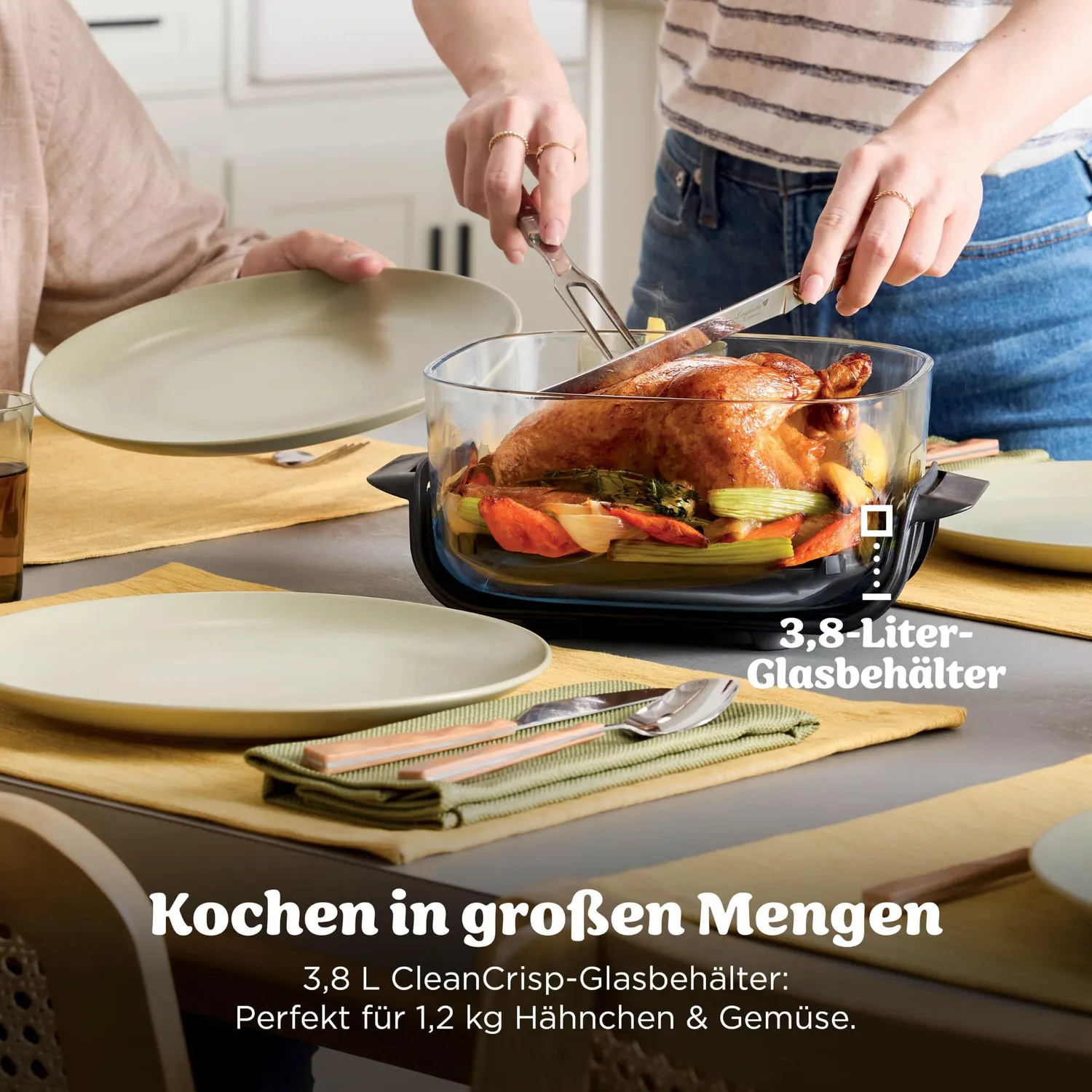 Ninja CRISPi FN202EU Heißluftfritteuse Set Weiß 3,8 L Glas