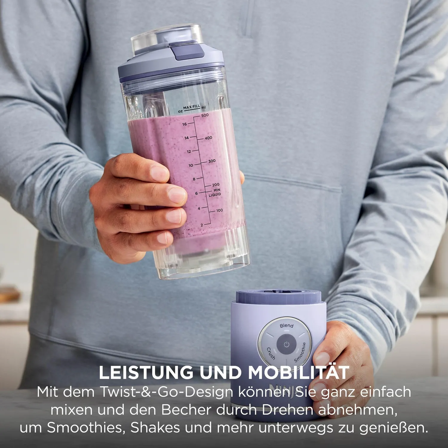 Ninja Blast Max Mixer Lavendel Silber 2x 570 ml Crush