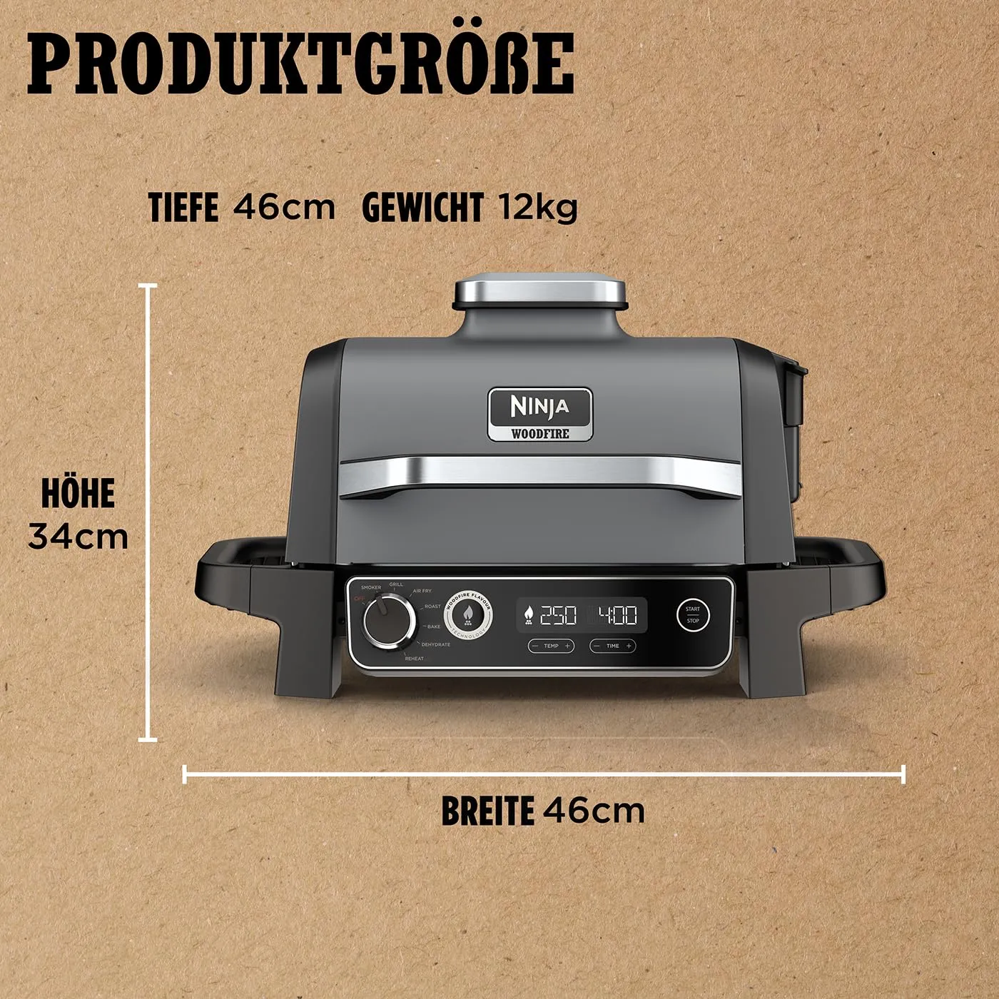 Ninja Woodfire OG701EU Elektrogrill 7-in-1 grau Outdoor