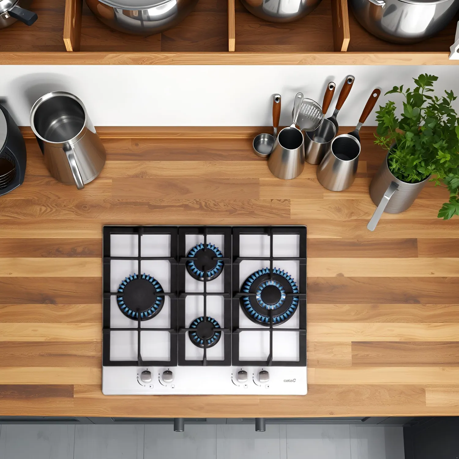 CATA LCI 6031 WH Gaskochfeld 64cm Weiß 9,25kW 4-flammig