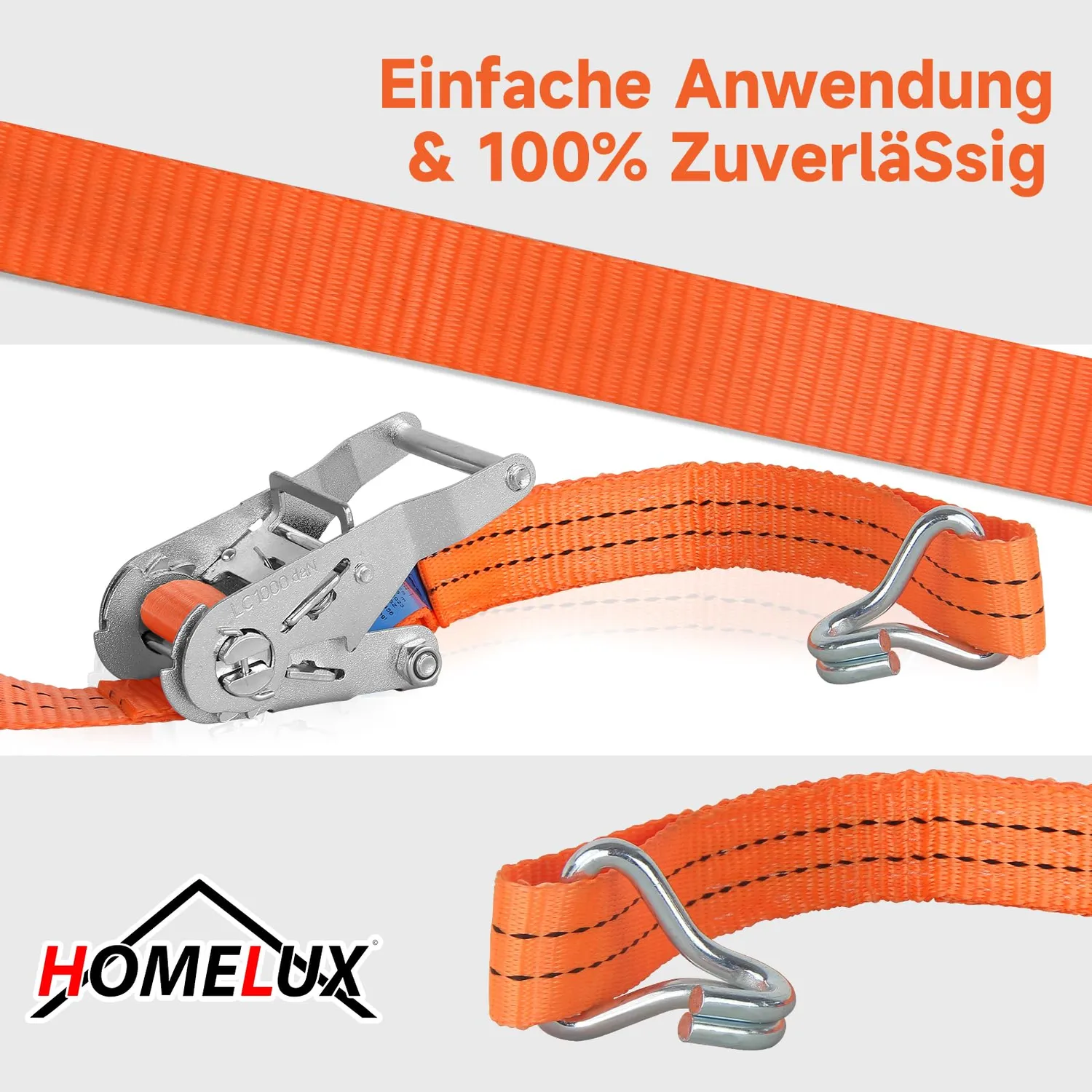 HOMELUX Spanngurte mit Ratsche 8 Stück 6 m mit Haken