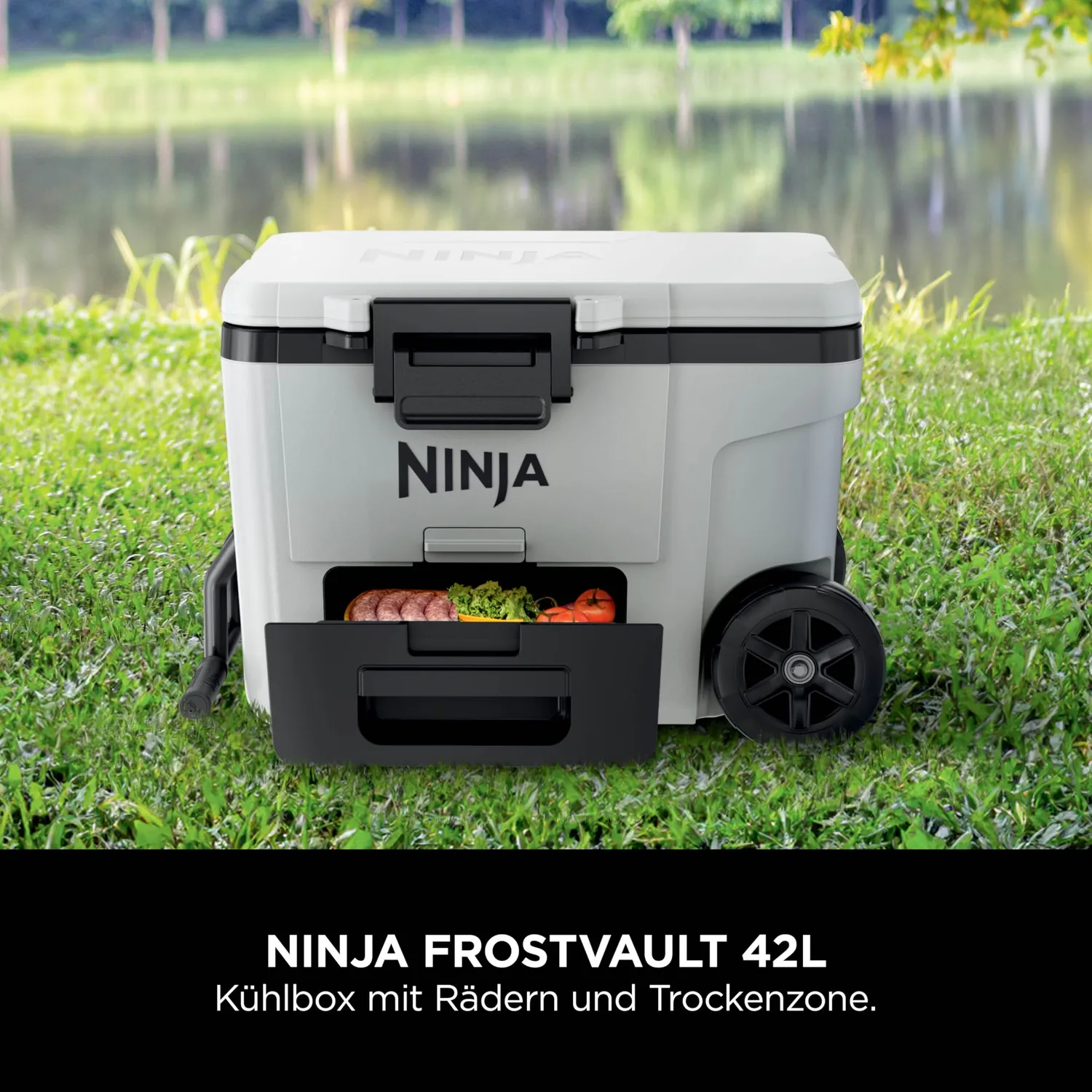 Ninja FrostVault Kühlbox 42 L mit Rollen Weiß Dry-Zone