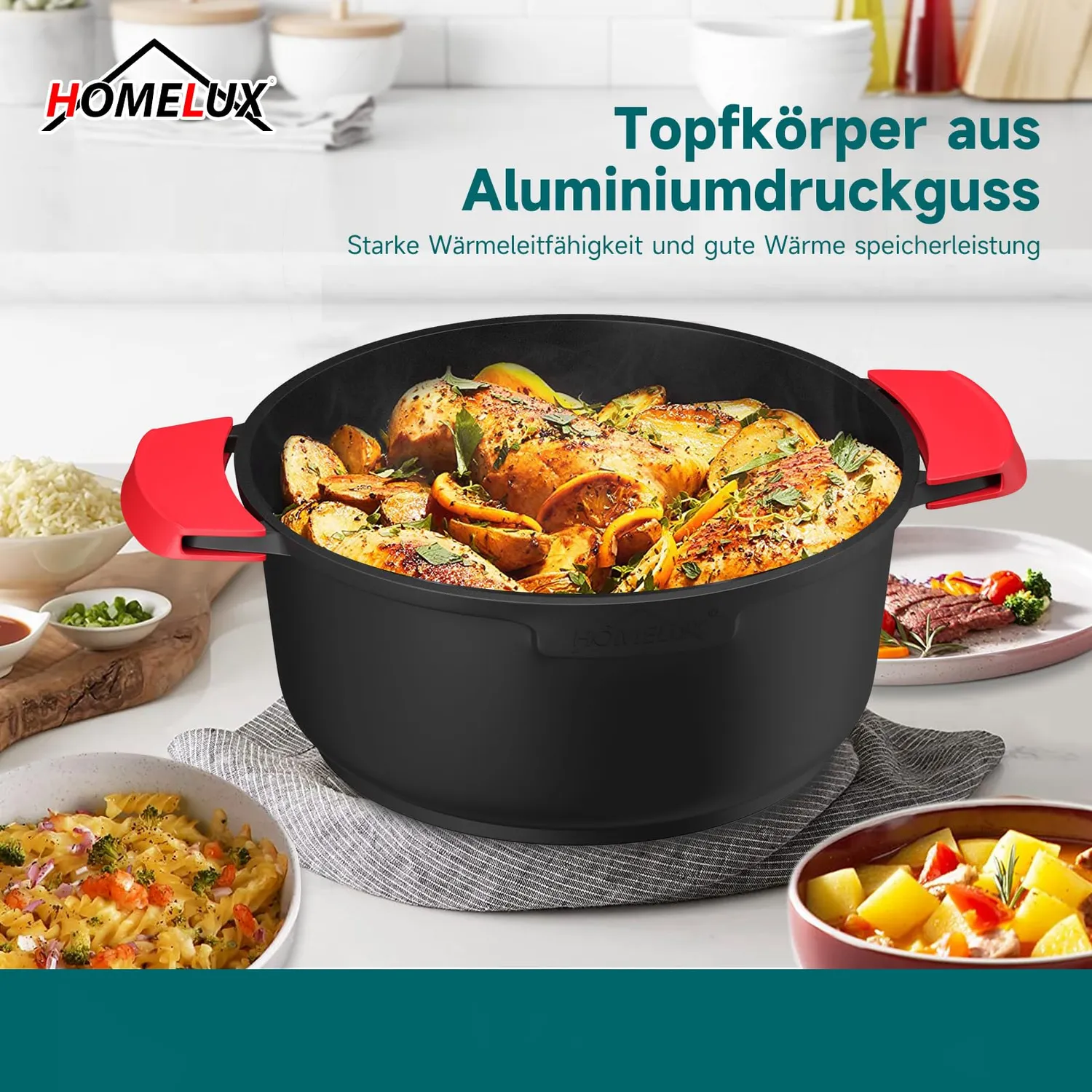 Homelux Kochtopf 28 cm 6 L Induktion Antihaft
