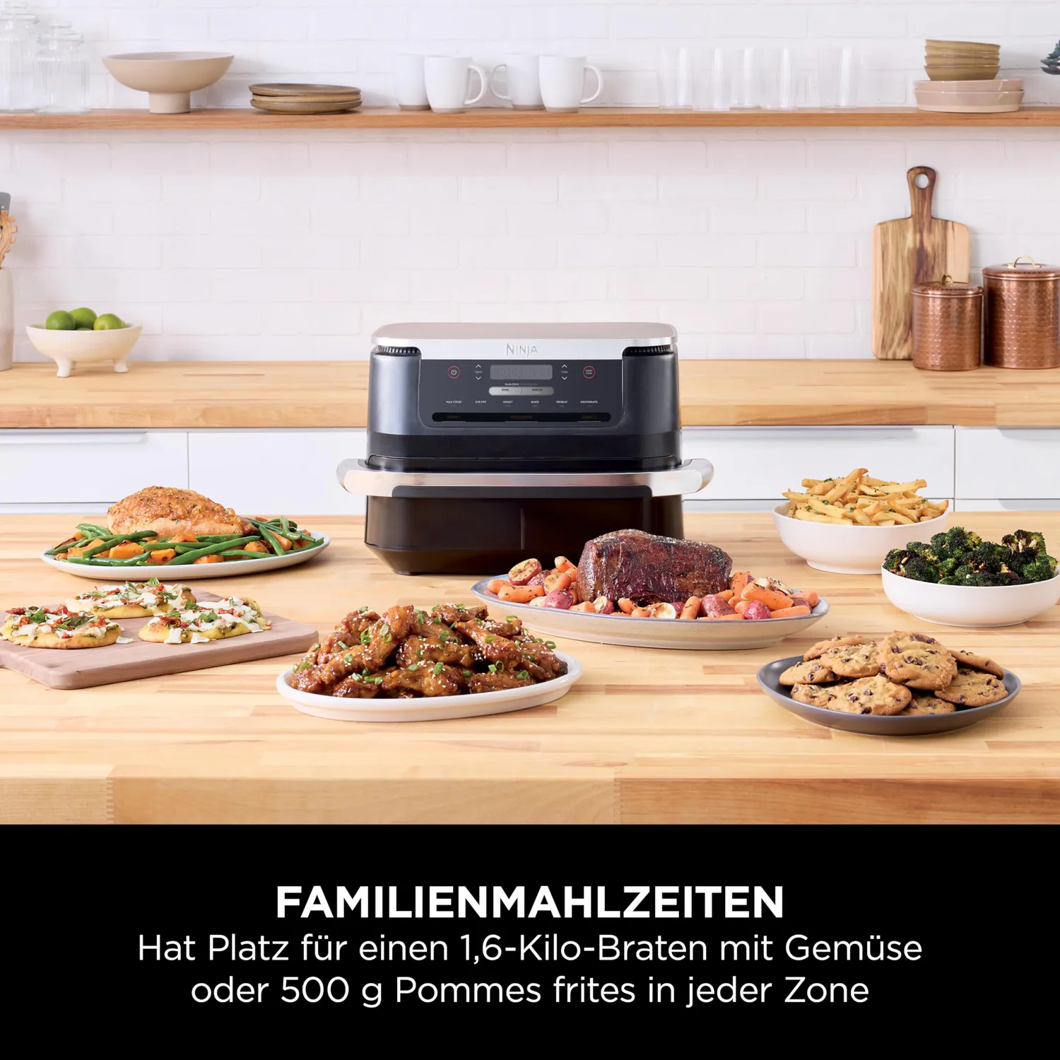 Ninja FlexDrawer Heißluftfritteuse 6,6 L schwarz 6-in-1 Dual