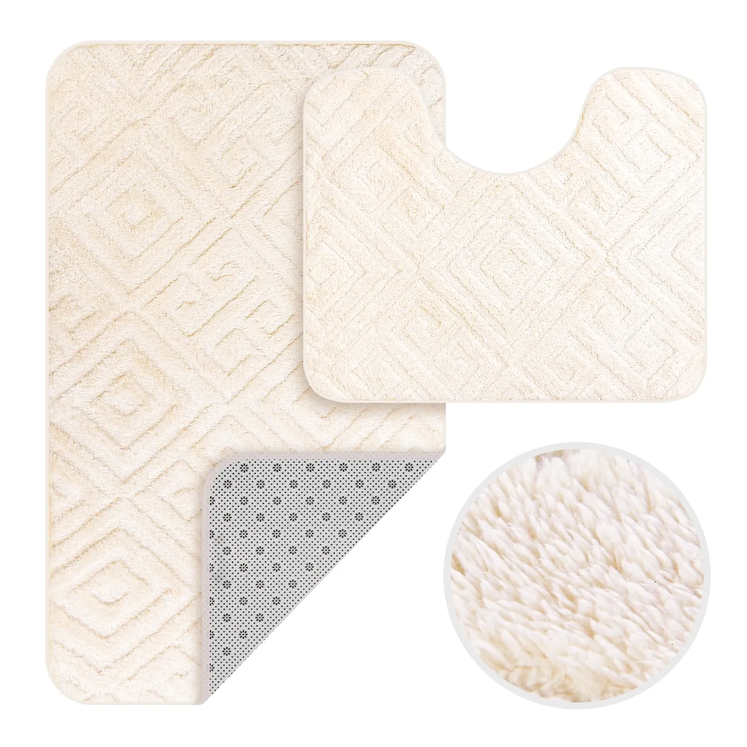 HOMELUX 2-teiliges Badematten-Set 50x80cm Beige rutschfest