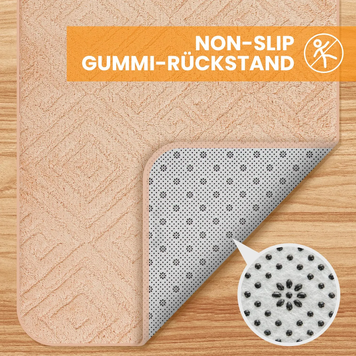 HOMELUX 2-teiliges Badematten-Set 50x80cm Beige rutschfest