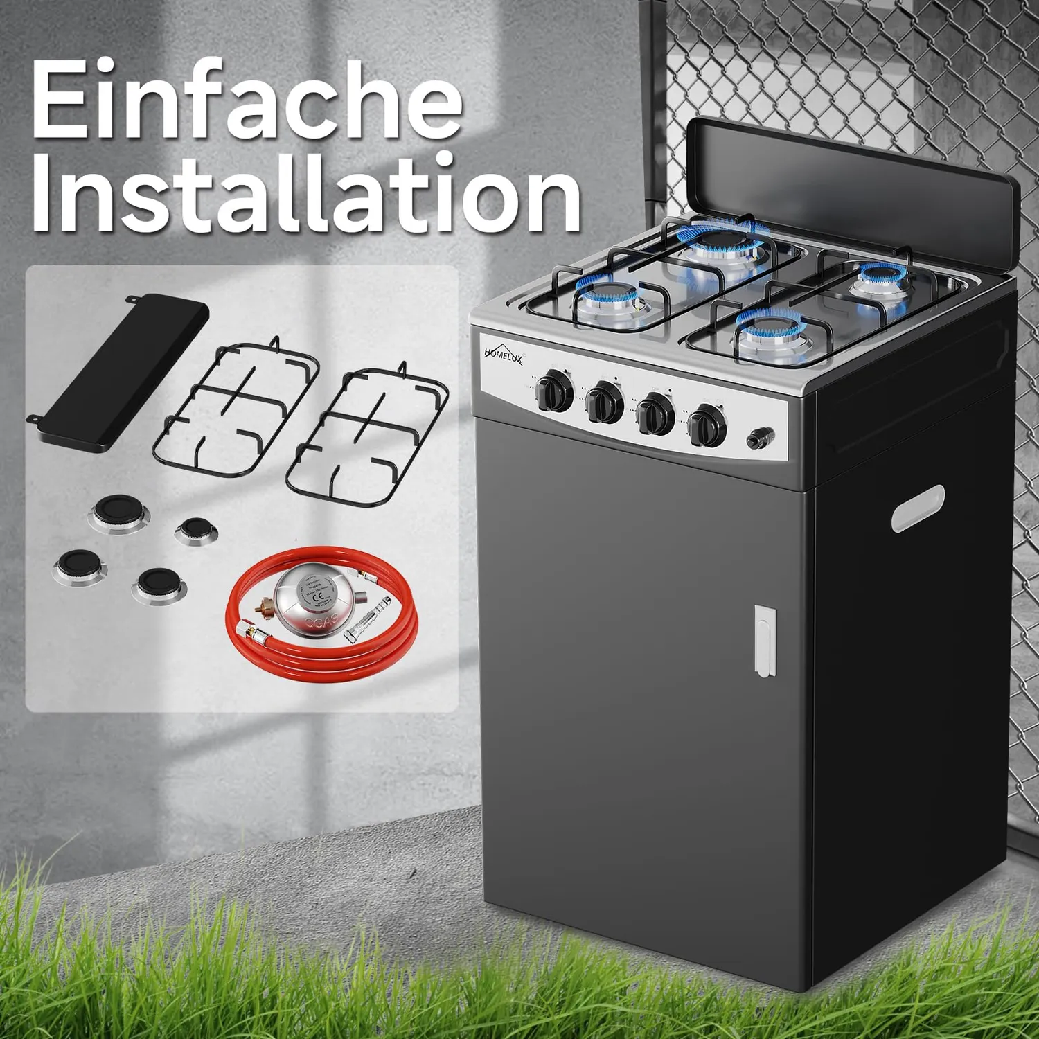 HOMELUX Campingkocher 4-flammig 6,2 kW mit Box