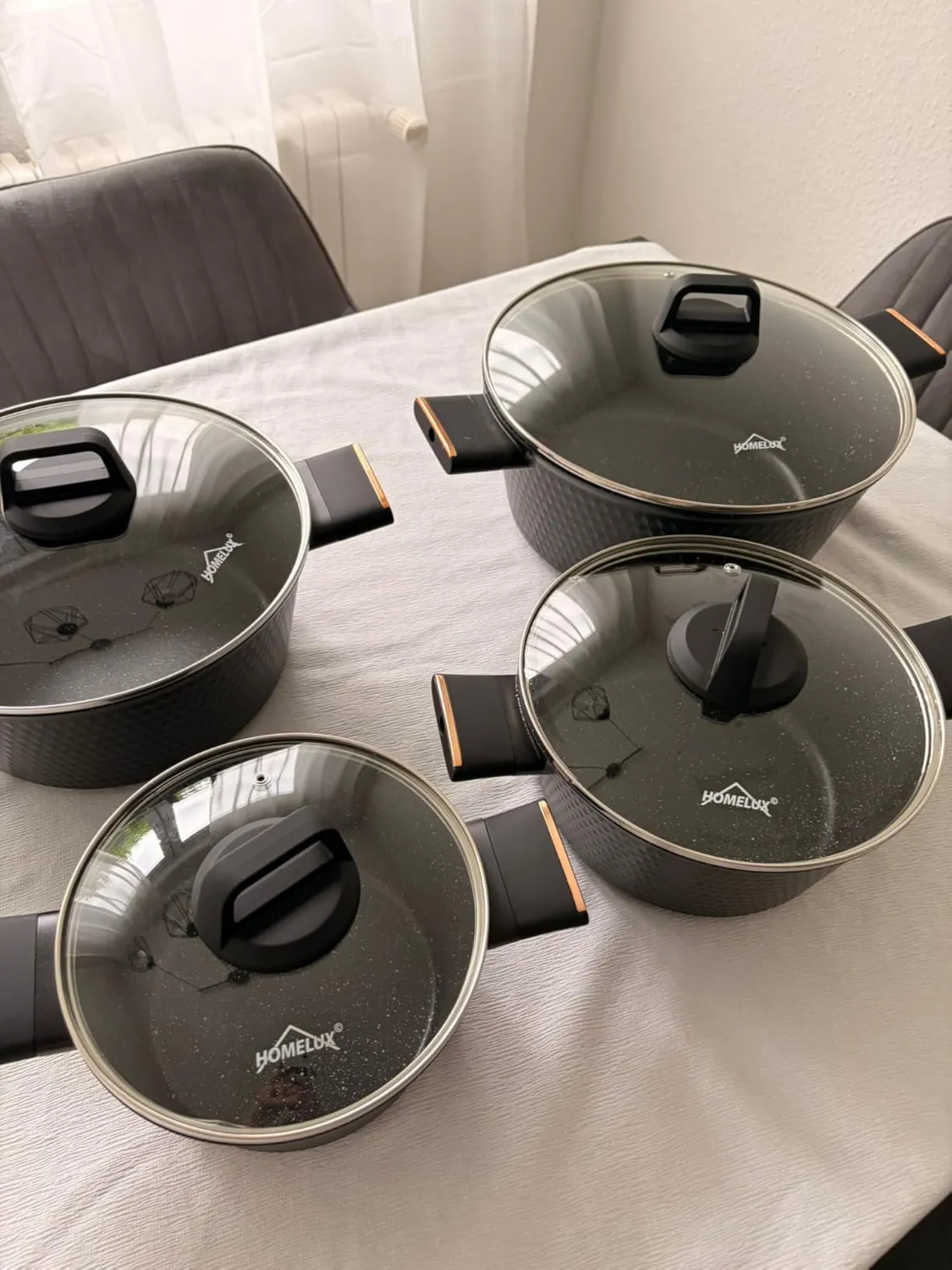 HOMELUX Diamant Topfset 8-teilig Induktion Schwarz