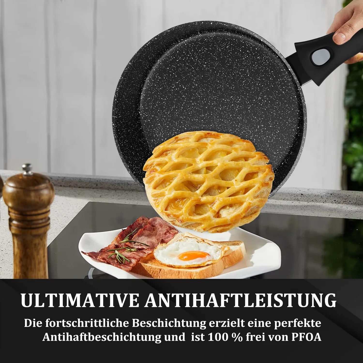 Homelux Bratpfanne 28 cm 4,5 L Antihaft Deckel Induktion