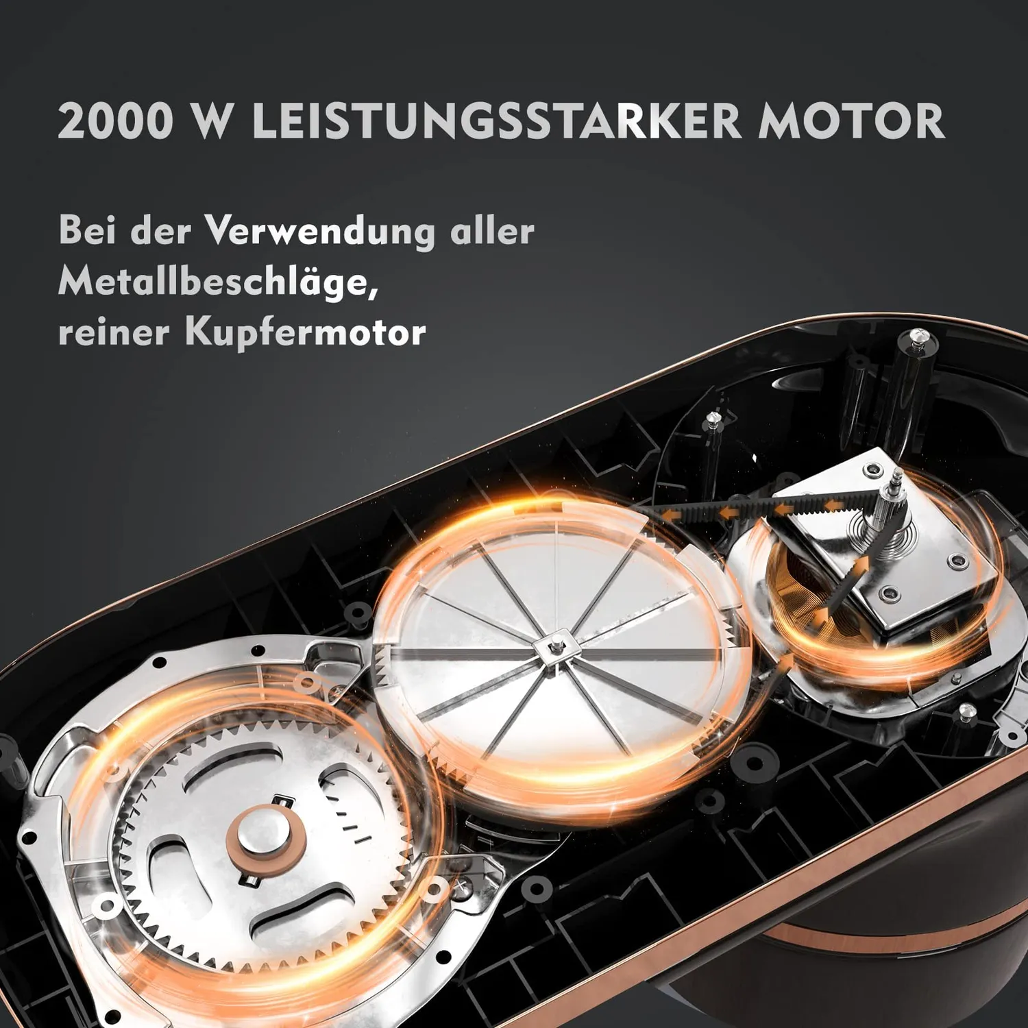 HOMELUX Küchenmaschine 626 Black 8,5L 2000W 6-stufig