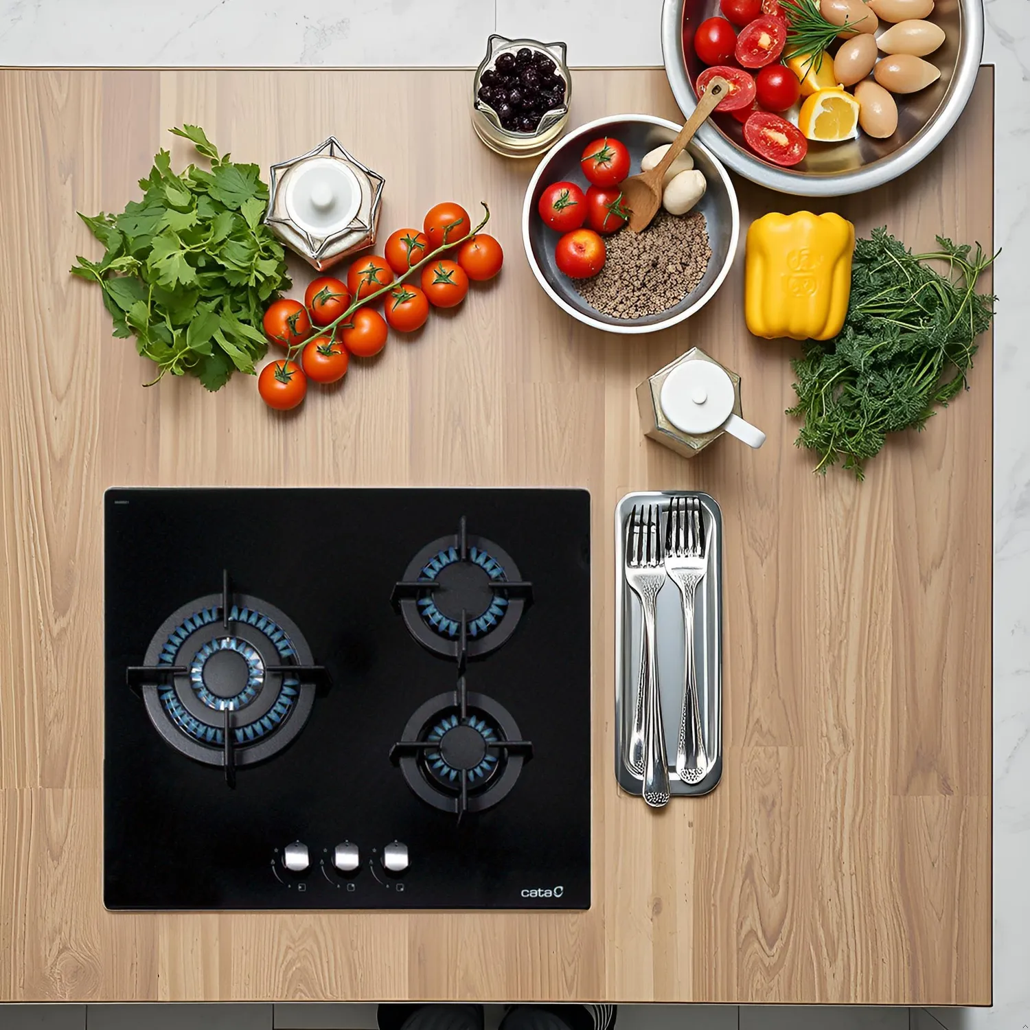 Cata CCI 6021 BK Gaskochfeld 59cm 3-flammig Glas schwarz 6,25kW