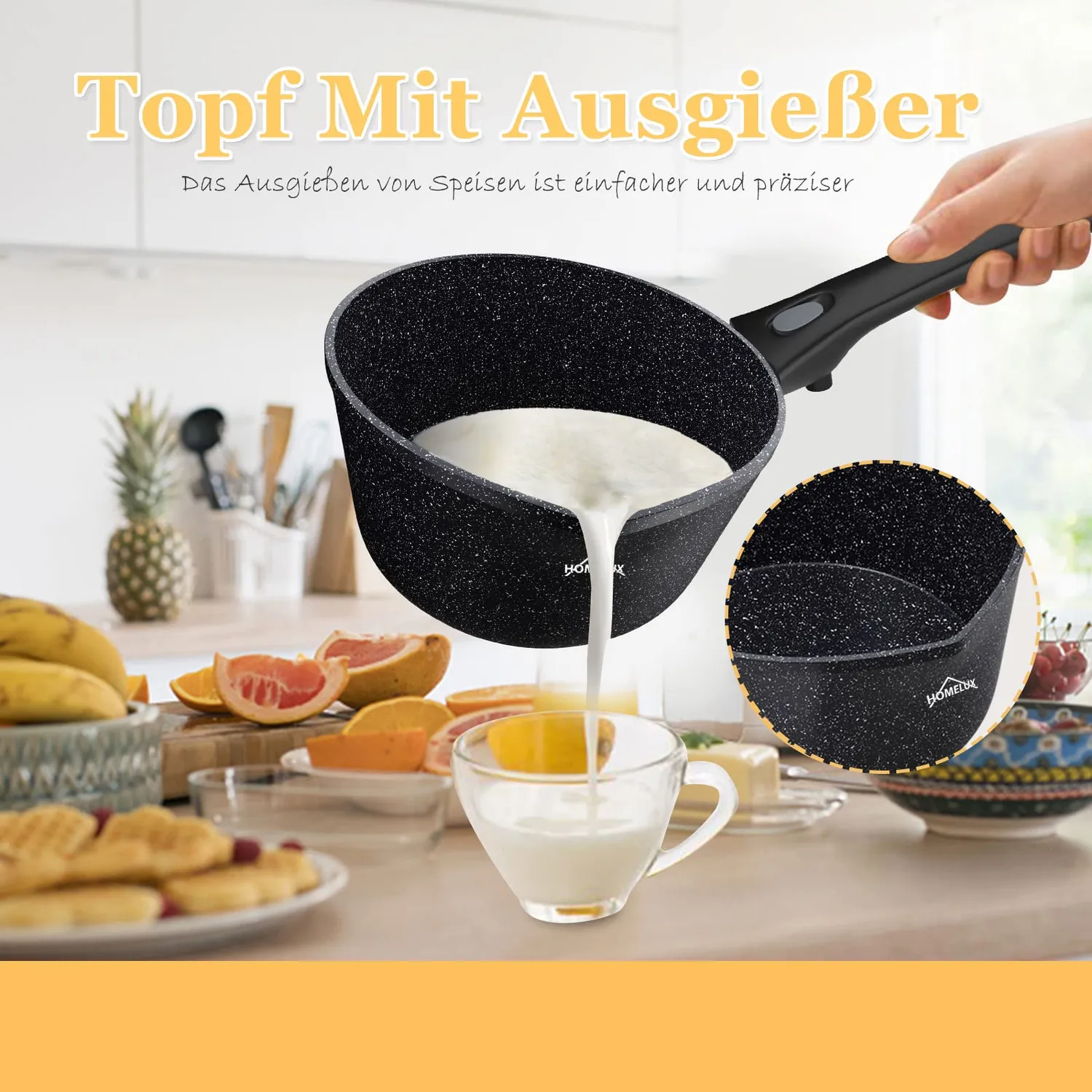 Homelux Milchtopf 20 cm 2,5 L Topf Antihaft Induktion
