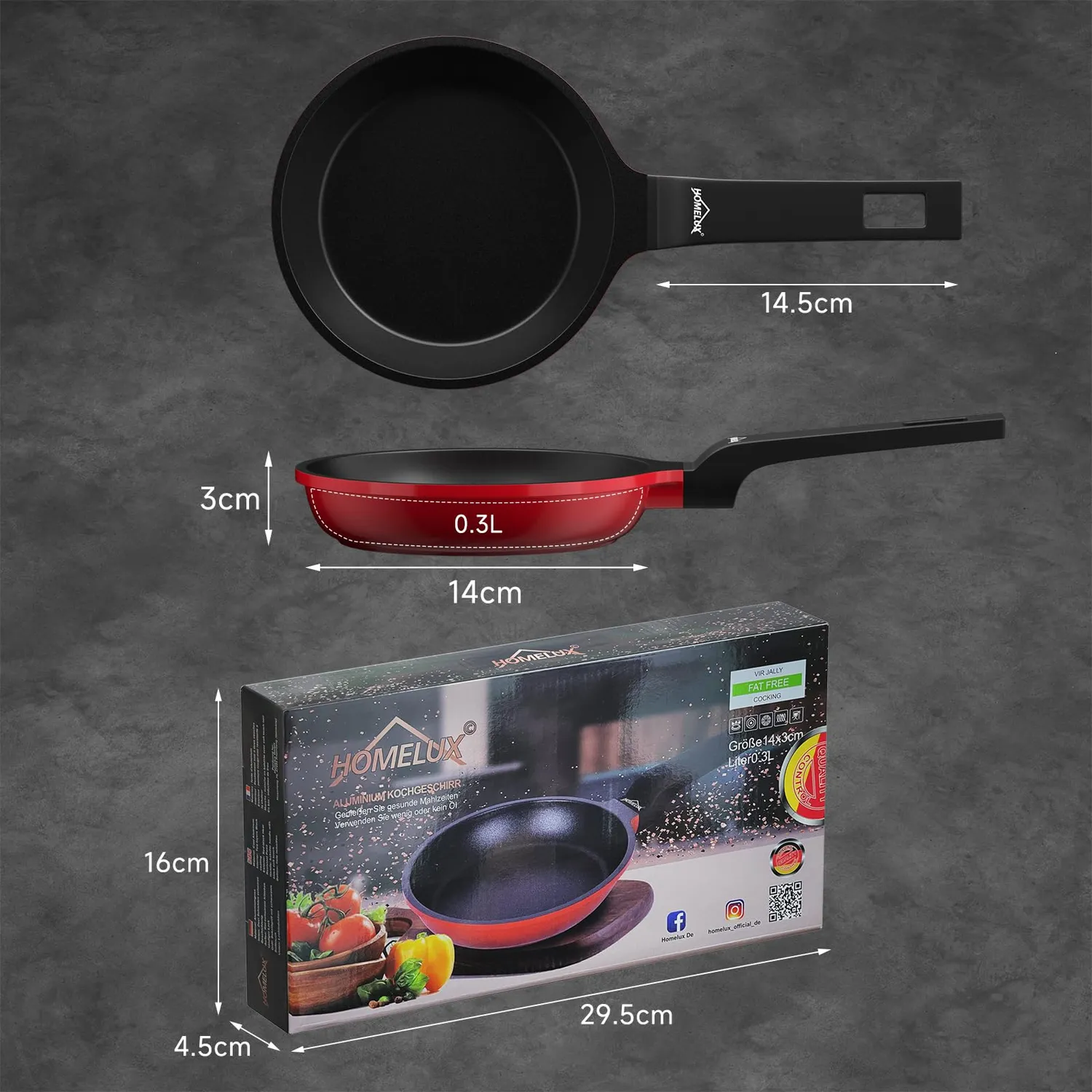 HOMELUX Mini Bratpfanne 14cm Induktion Antihaft 0,3L