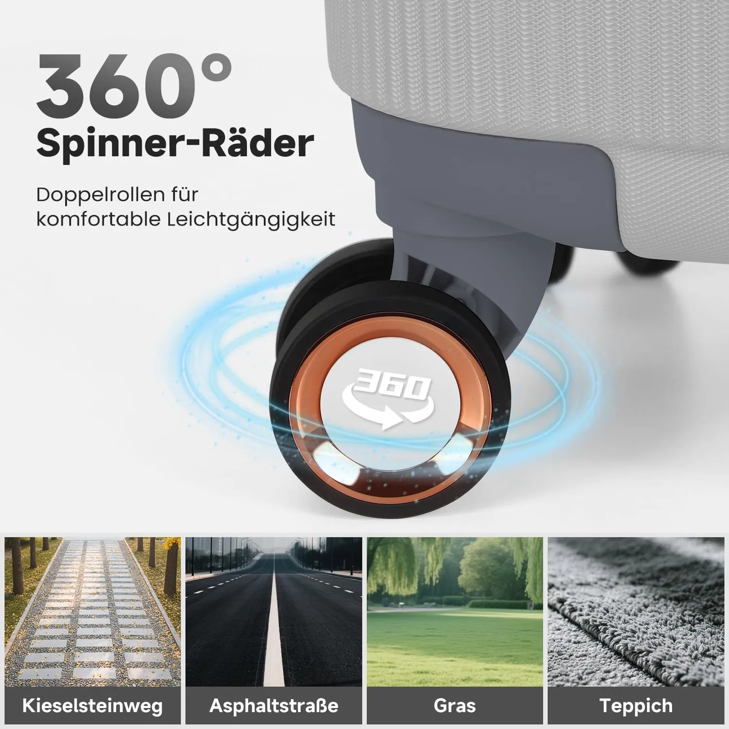 HOMELUX Kofferset 3-teilig Silber M-L-XL Hartschale