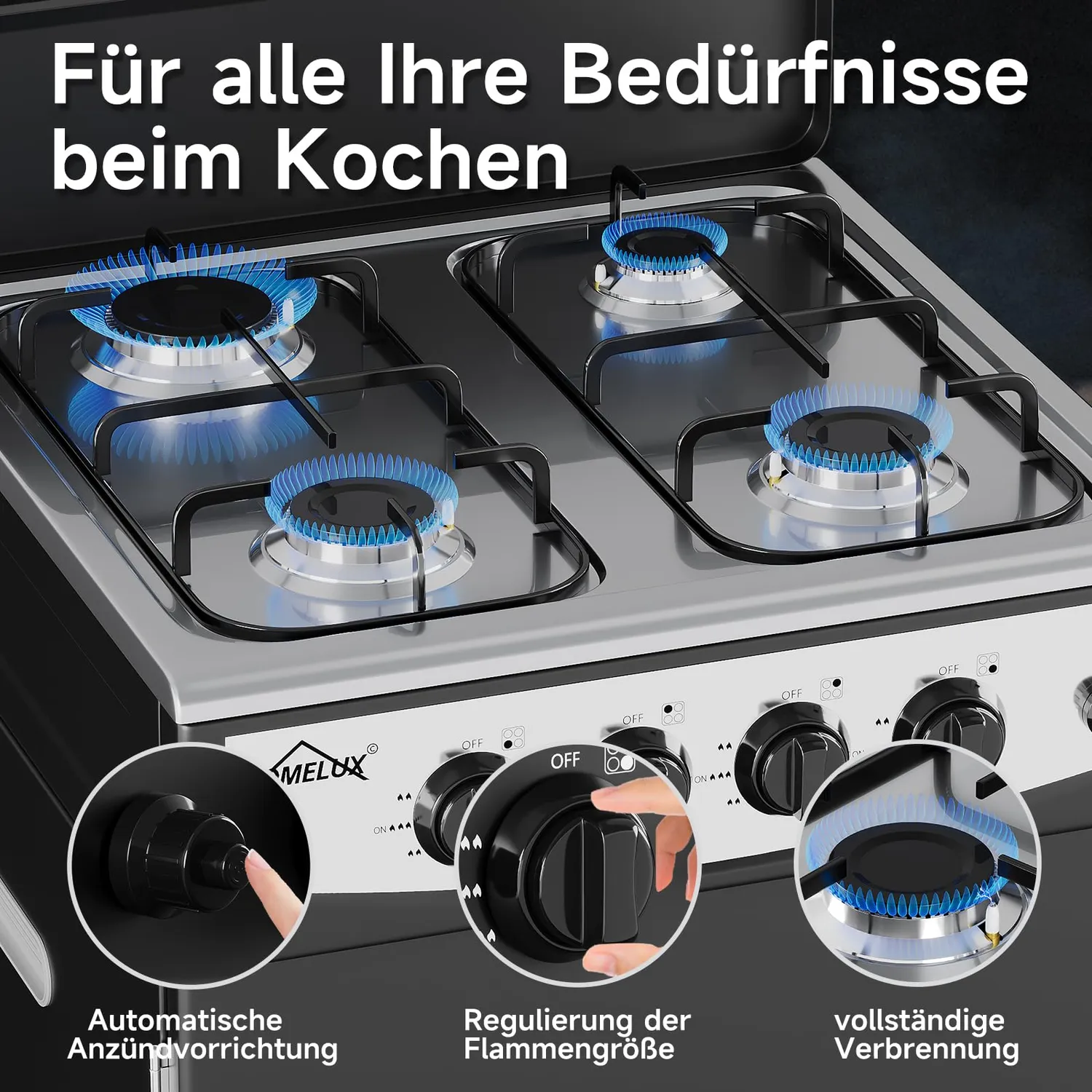 HOMELUX Campingkocher 4-flammig 6,2 kW mit Box