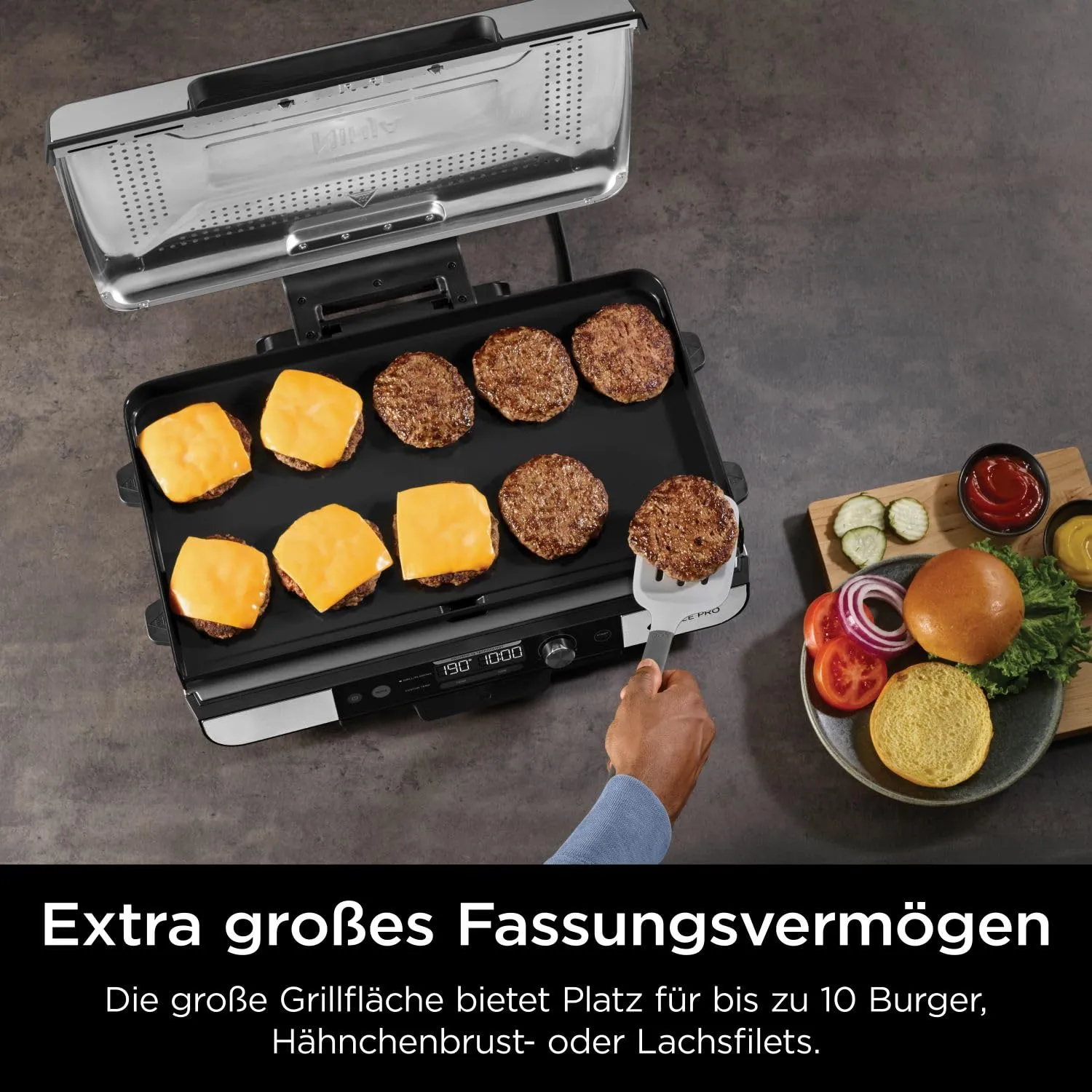 Ninja Sizzle Pro XL Indoor-Grill Plancha Silber Schwarz Keramik