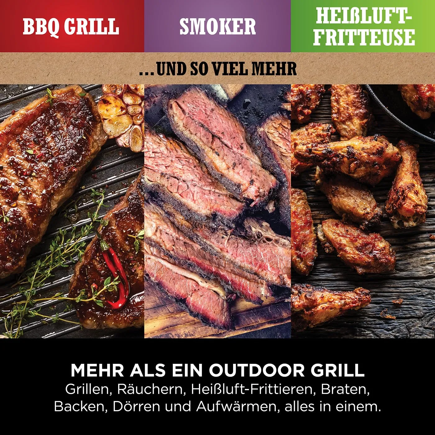 Ninja Woodfire OG701EU Elektrogrill 7-in-1 grau Outdoor