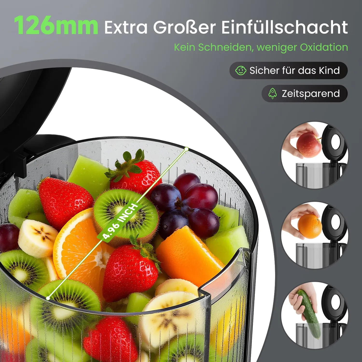 HOMELUX Slow Juicer 220W Entsafter Silber 126 mm kaltpressend