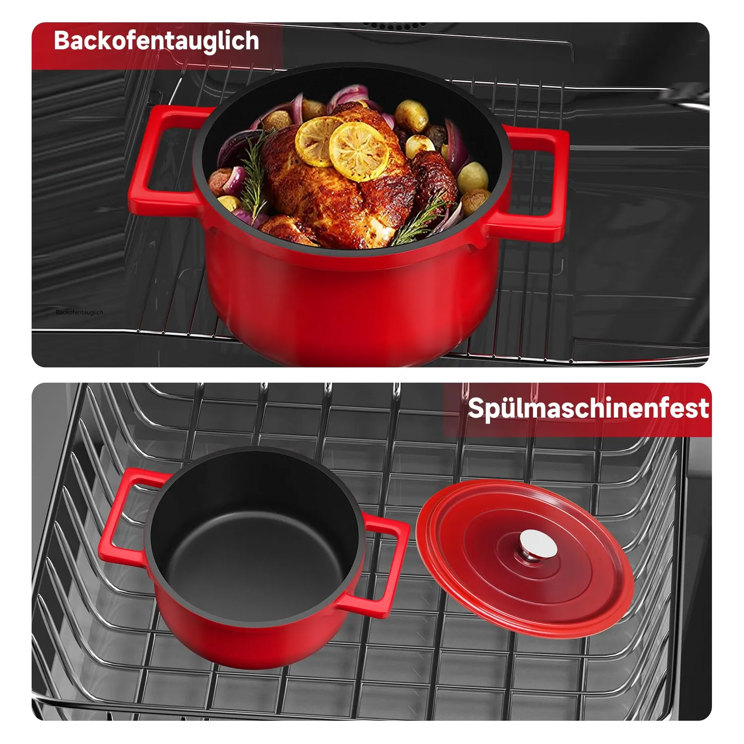 HOMELUX Kochtopf 12 cm 0,6 L Antihaft mit Deckel