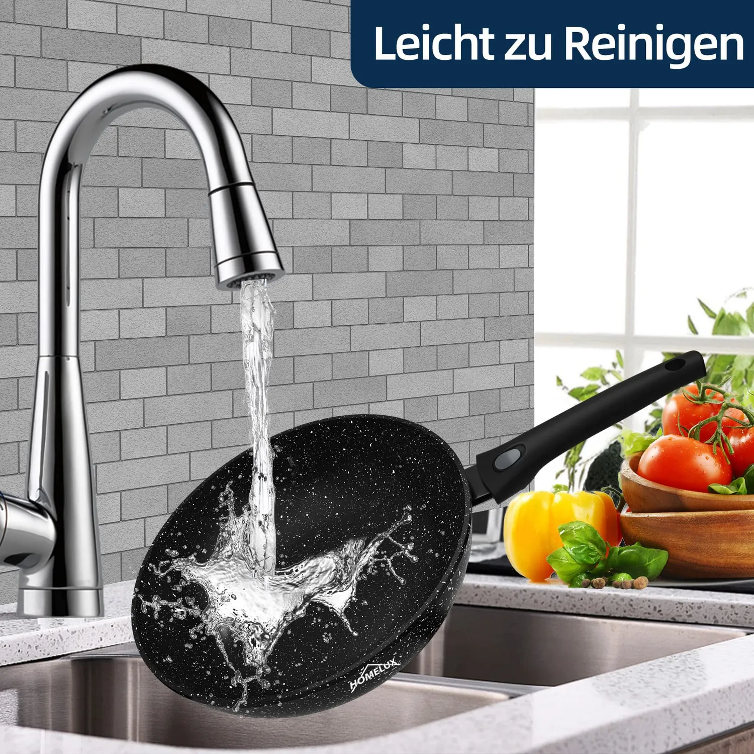 Homelux Wokpfanne 28 cm Induktion Deckel abnehmbar