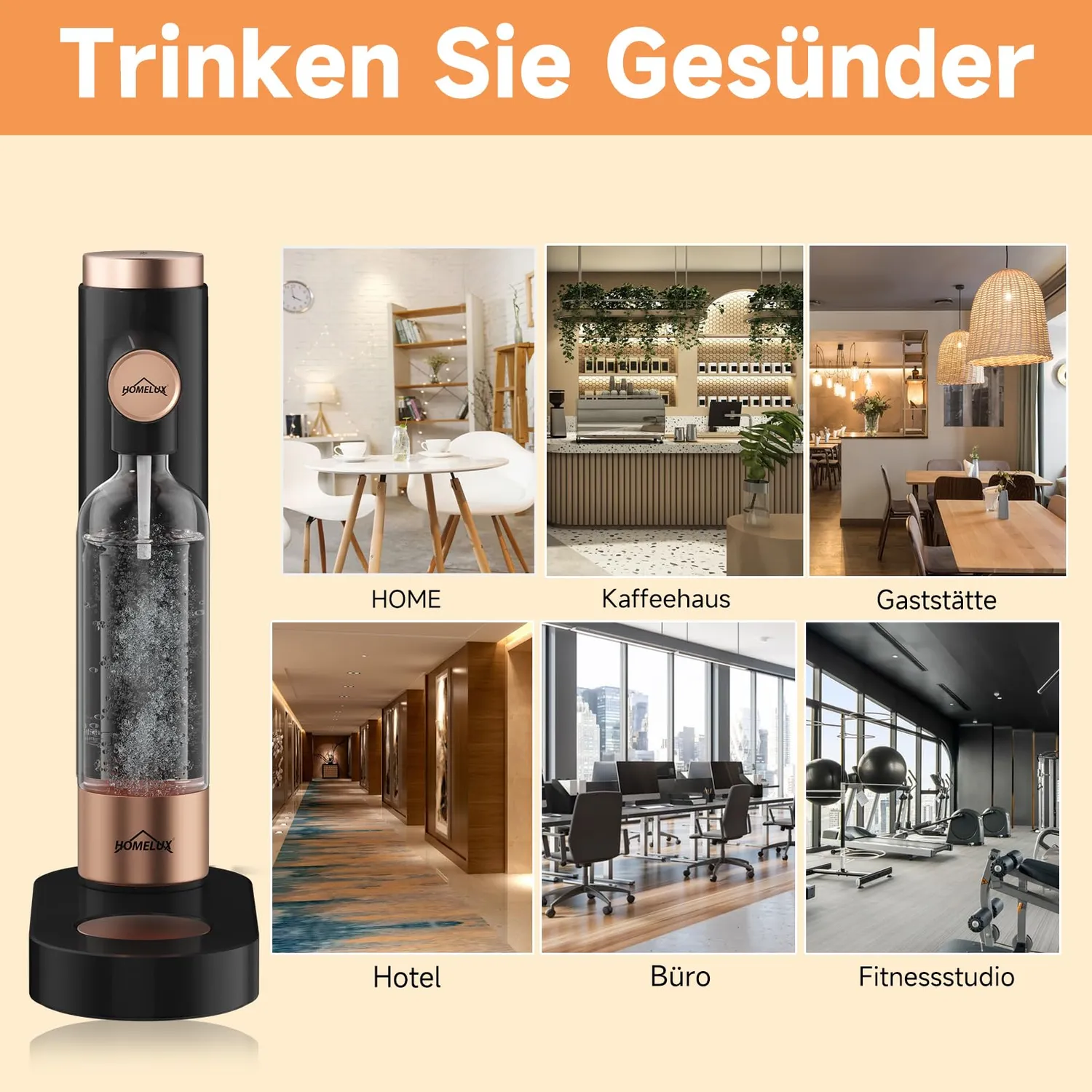 HOMELUX Wassersprudler Schwarz 1L PET-Flasche