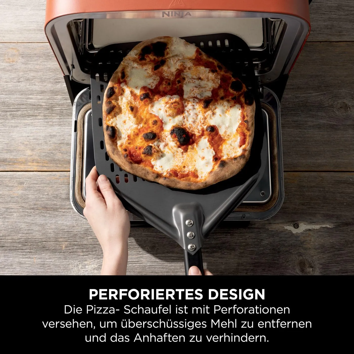 Ninja Woodfire Pizzaschaufel 30 cm schwarz rostfrei perforiert