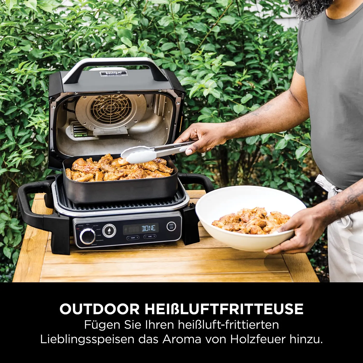 Ninja Woodfire OG701EU Elektrogrill 7-in-1 grau Outdoor