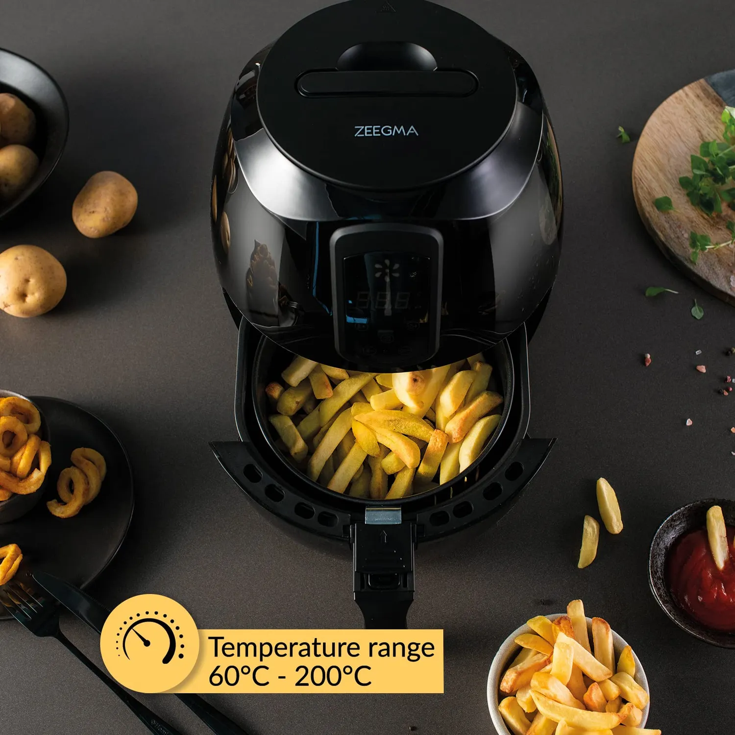 Zeegma Knapper Heißluftfritteuse 3,2 L Schwarz 1400 W