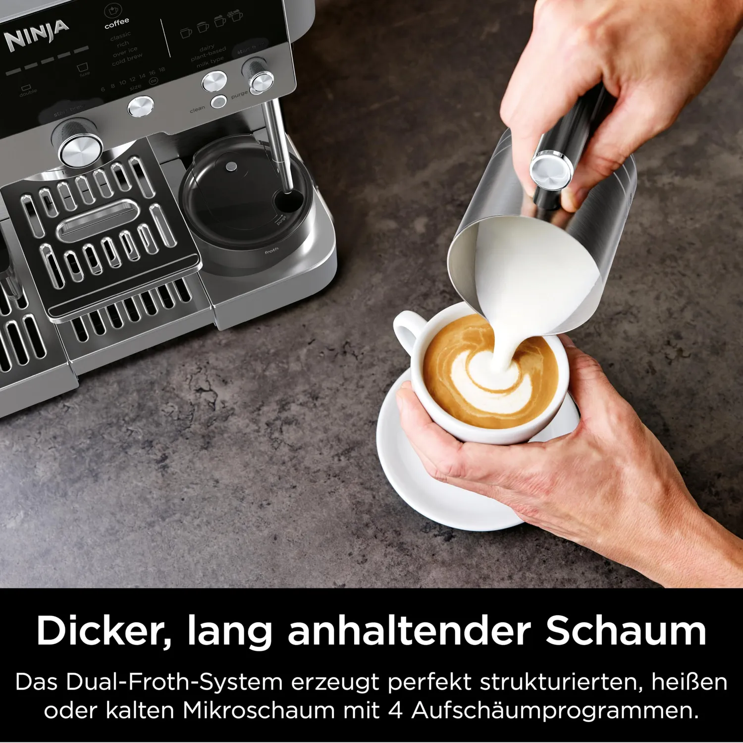 Ninja Luxe Premier 3-in-1 Espressomaschine Grau-Metall Mahlwerk
