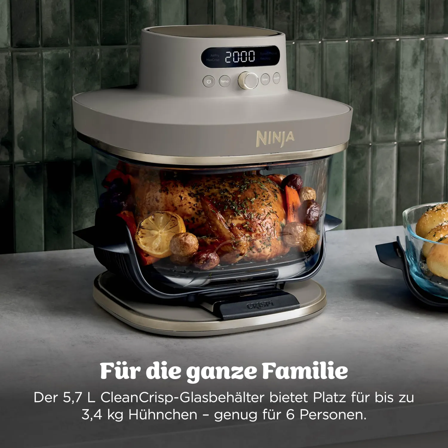 Ninja CRISPi PRO XL Heißluftfritteuse 5,7 L Stone Gold Glas