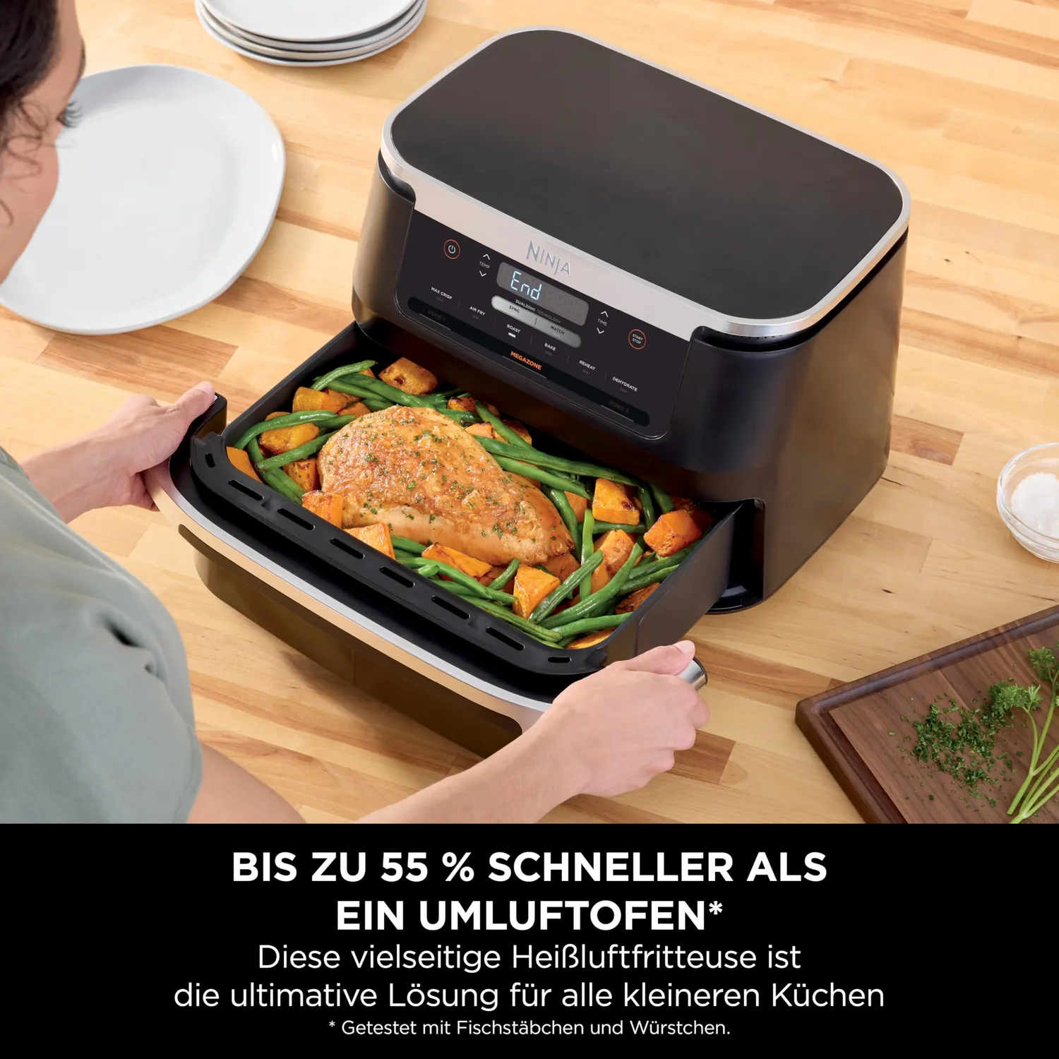 Ninja FlexDrawer Heißluftfritteuse 6,6 L schwarz 6-in-1 Dual