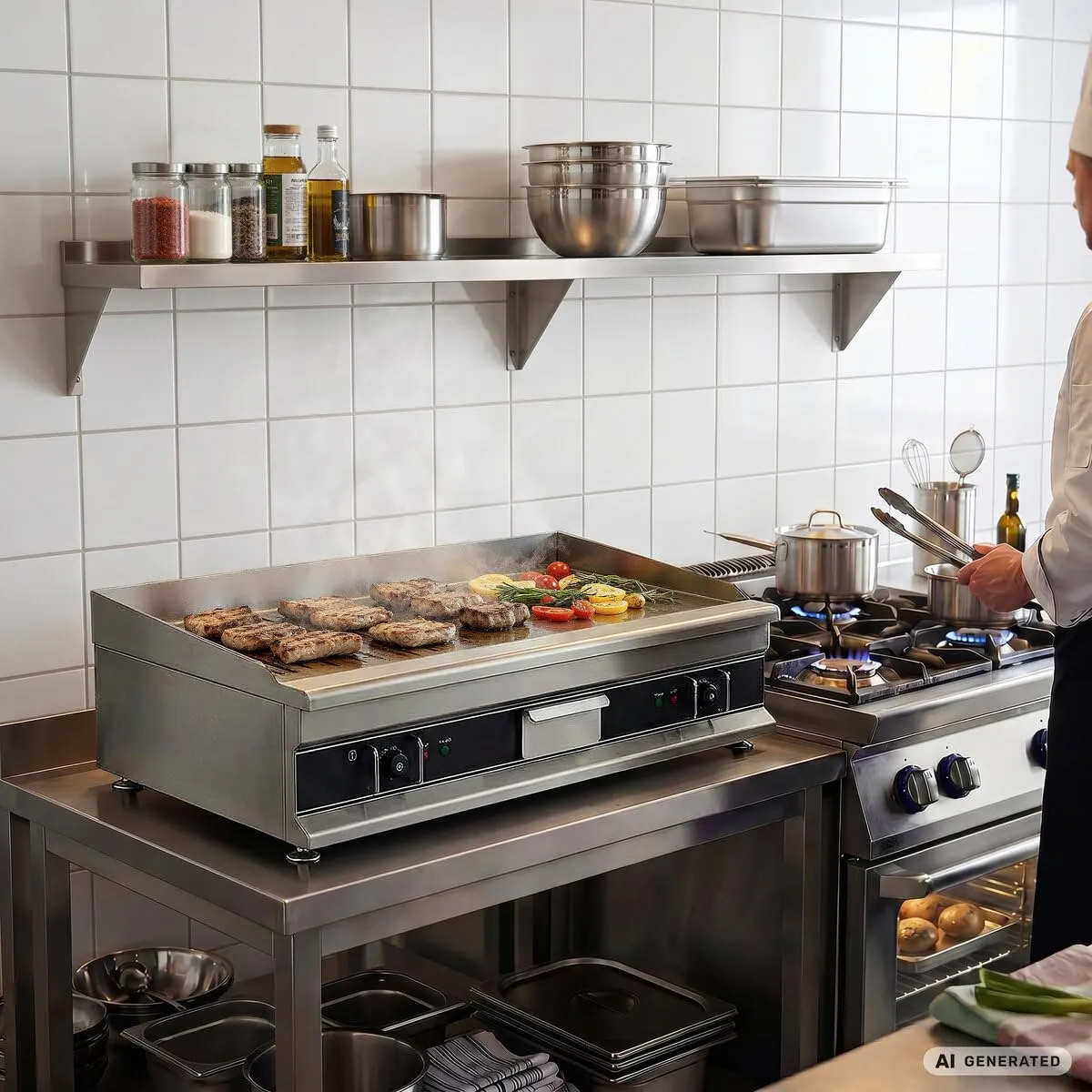 GastroHero GPE1000F Grillplatte Elektro glatt 6kW 100cm