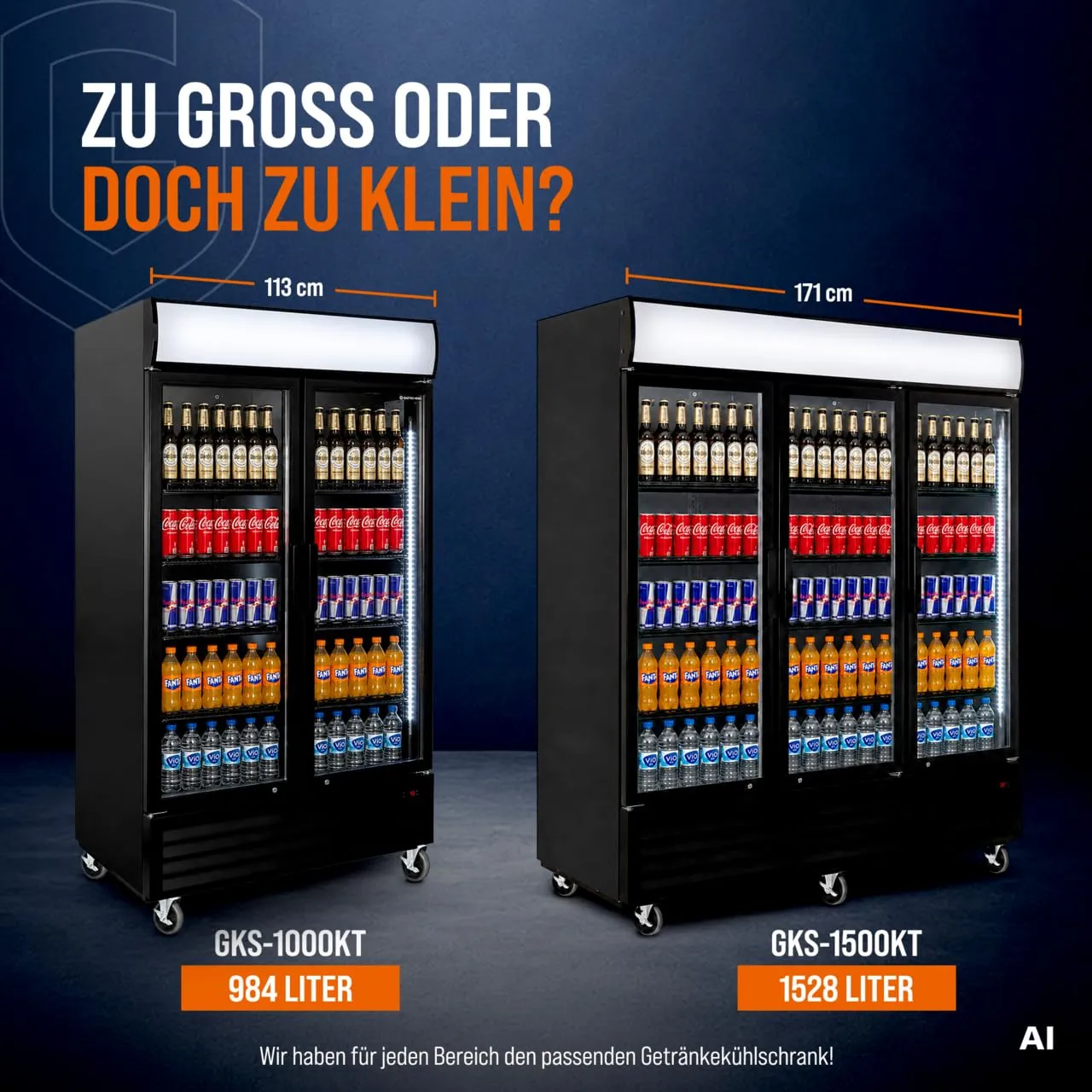 GastroHero GKS-1000KT Getränkekühlschrank 984 L 2-türig